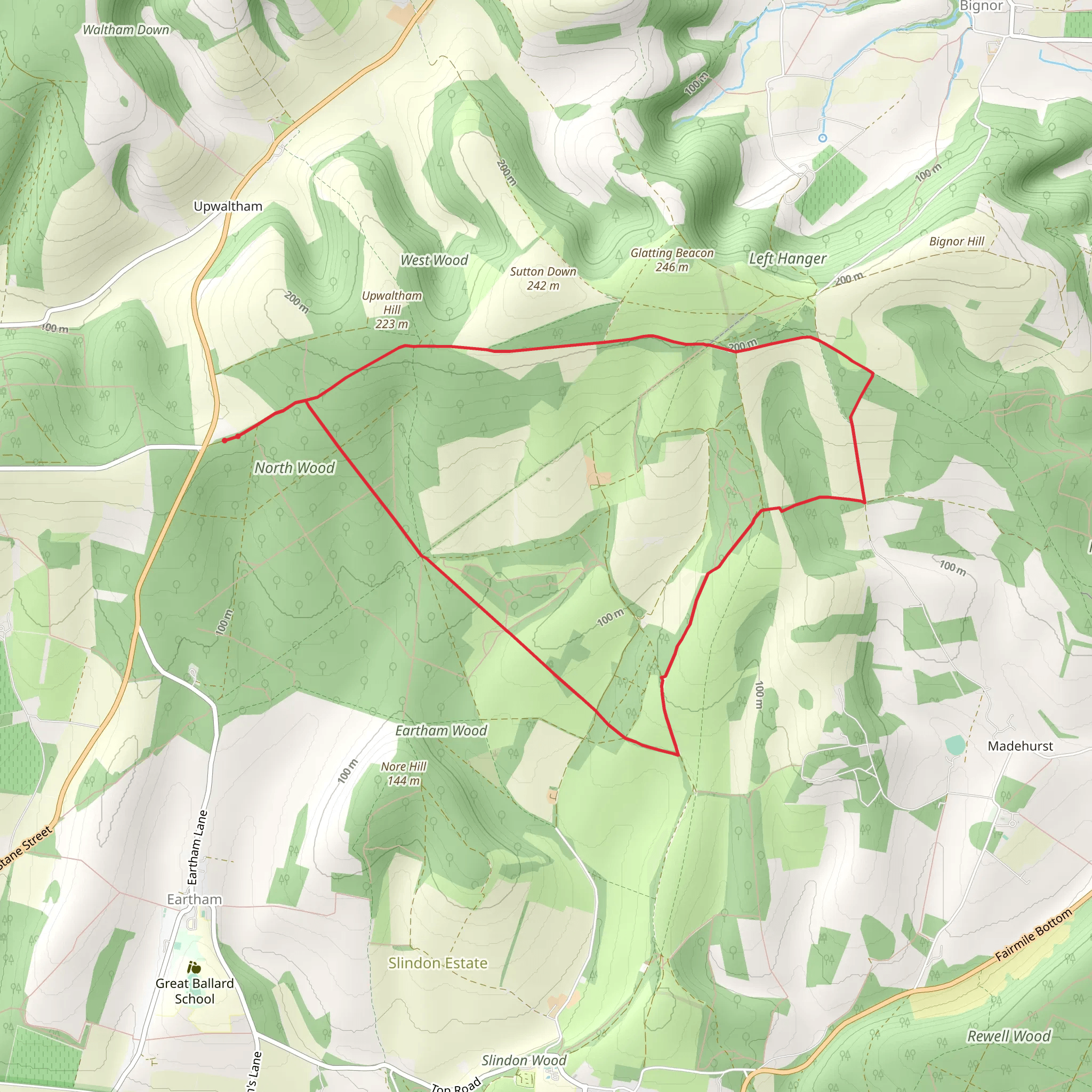 North Wood Loop - Upwaltham mobile static map