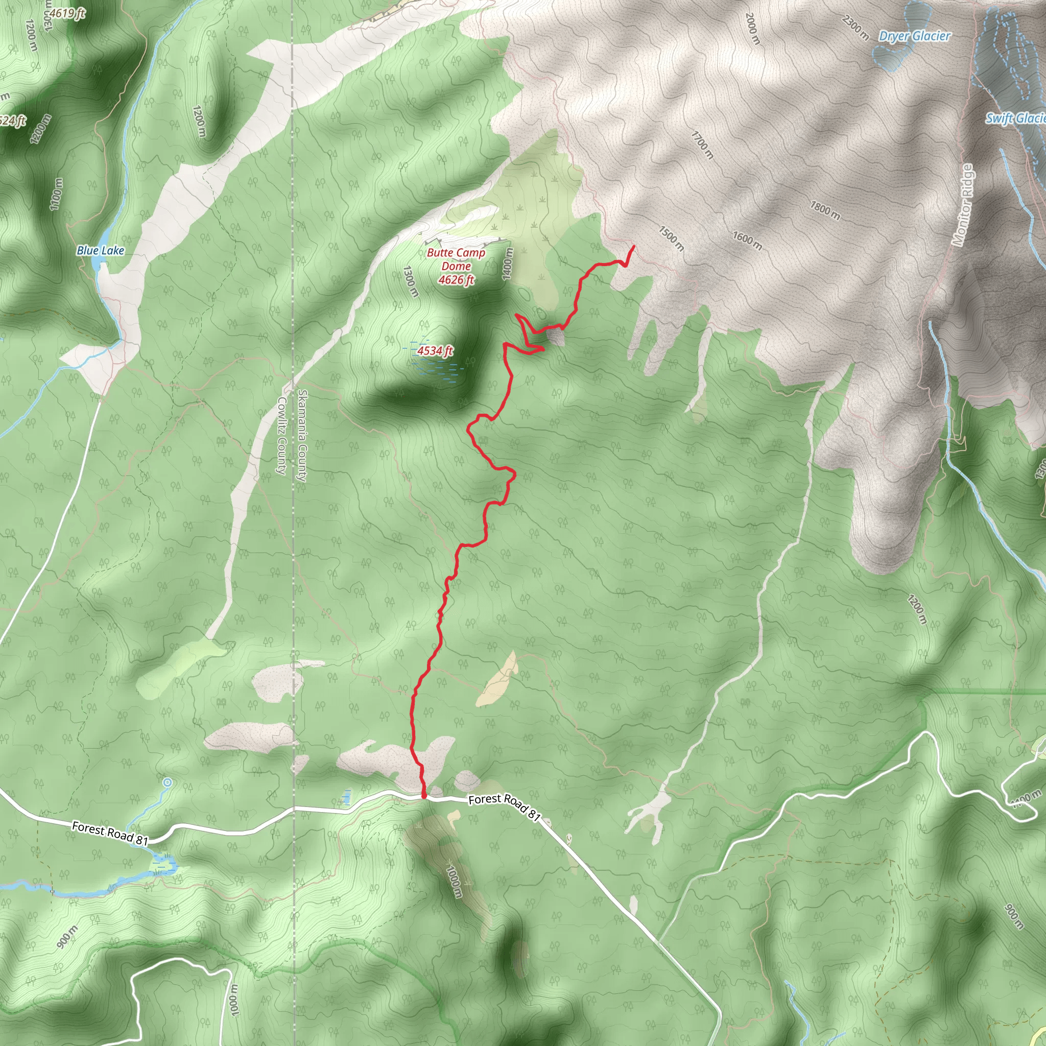 Butte Camp Trail mobile static map