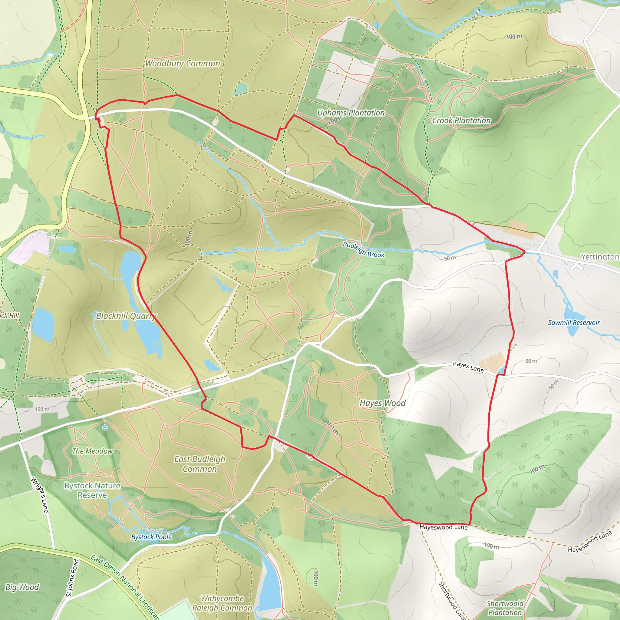 Uphams Plantation and Wheathill Plantation Loop mobile static map