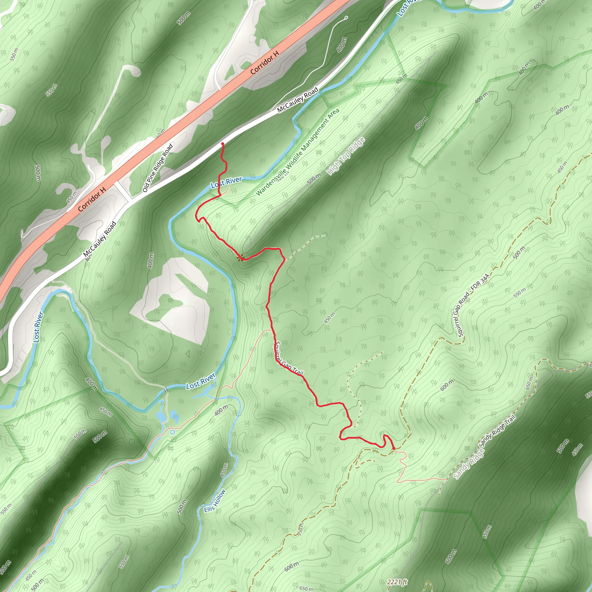 Squirrel Gap Trail mobile static map