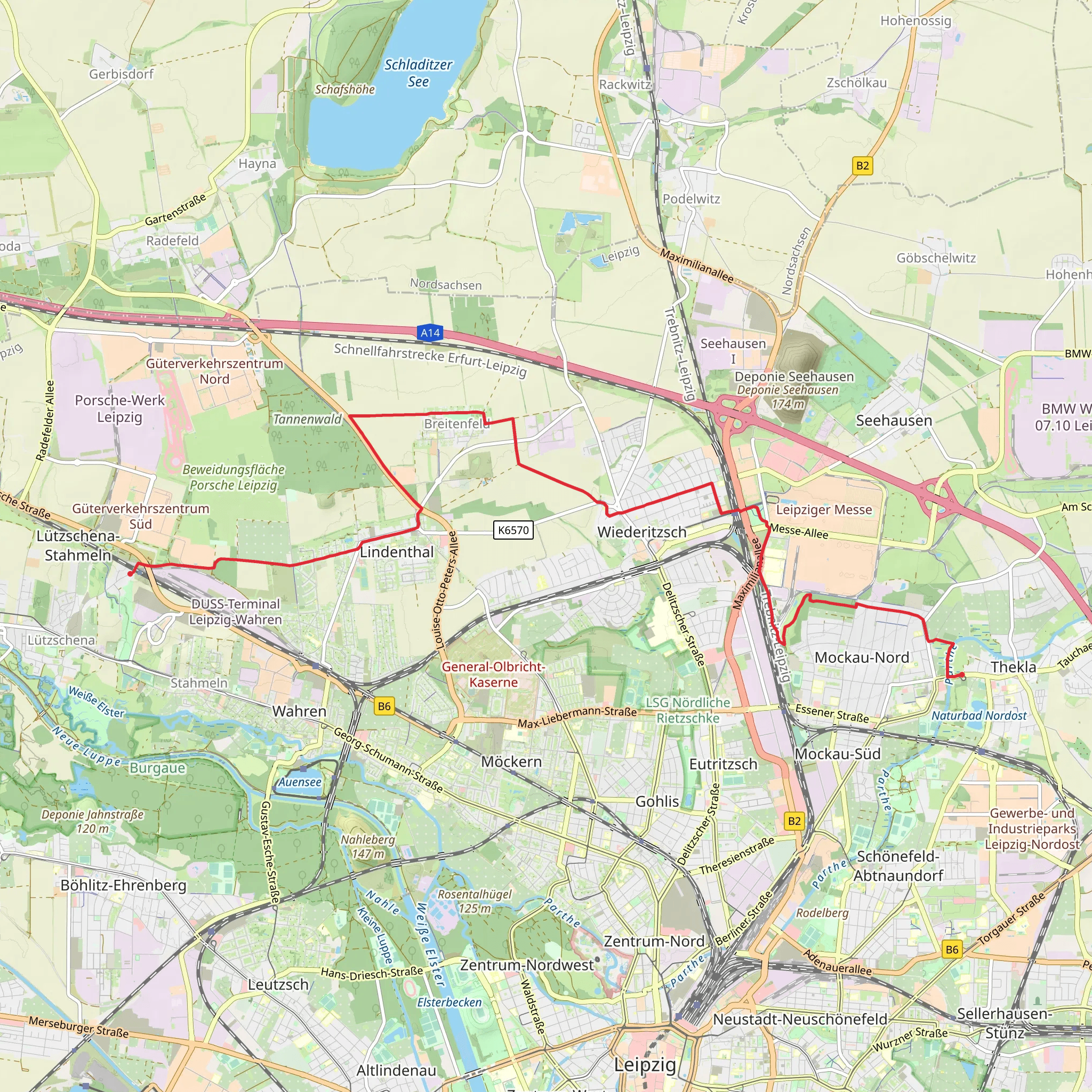 Thekla to Leipzig Luitzchena Walk mobile static map