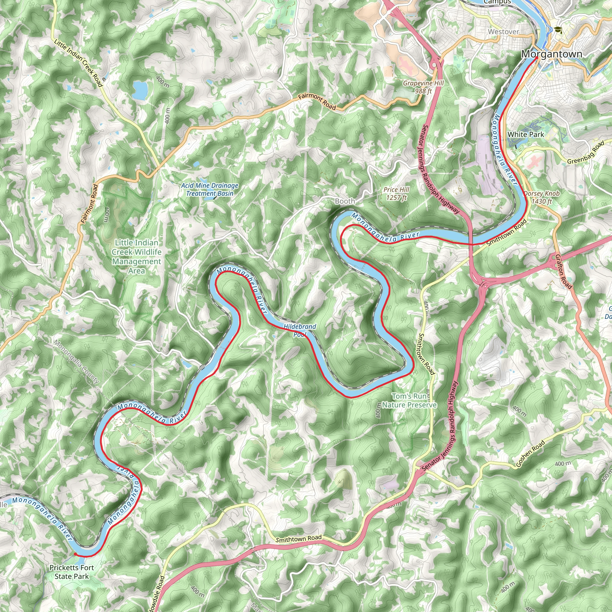 Mon River Trail South mobile static map