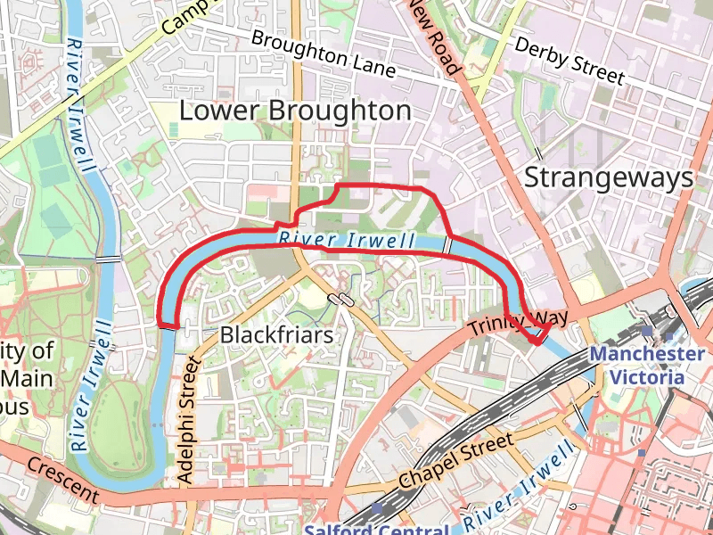 River Irwell and Adelphi Footbridge via The Salford Trail