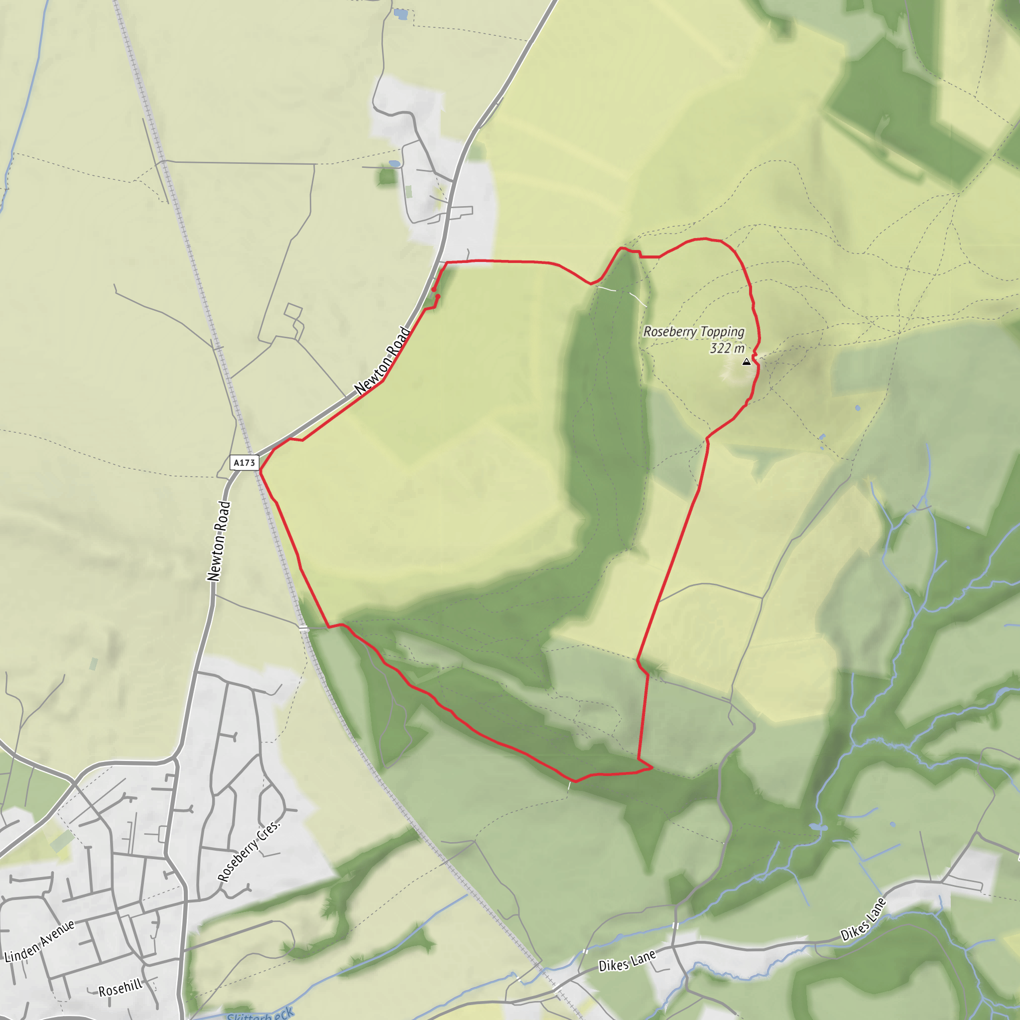 Cliff Rigg Quarry, Roseberry Toppings and Roseberry Well Loop mobile static map