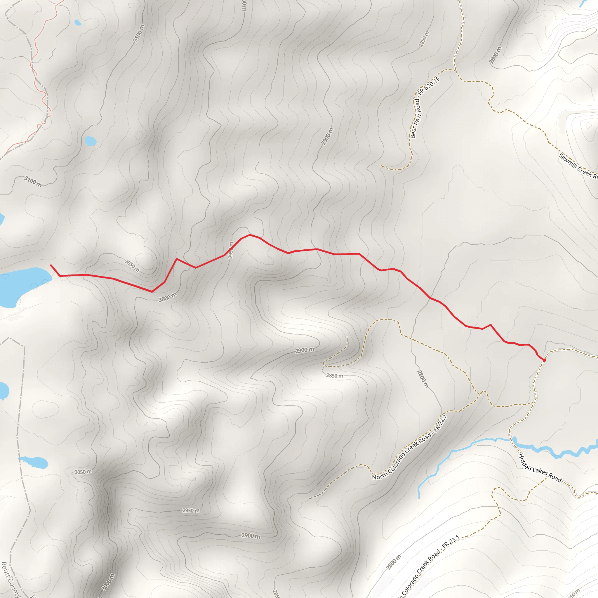 Hidden Lakes Road Trail - North mobile static map