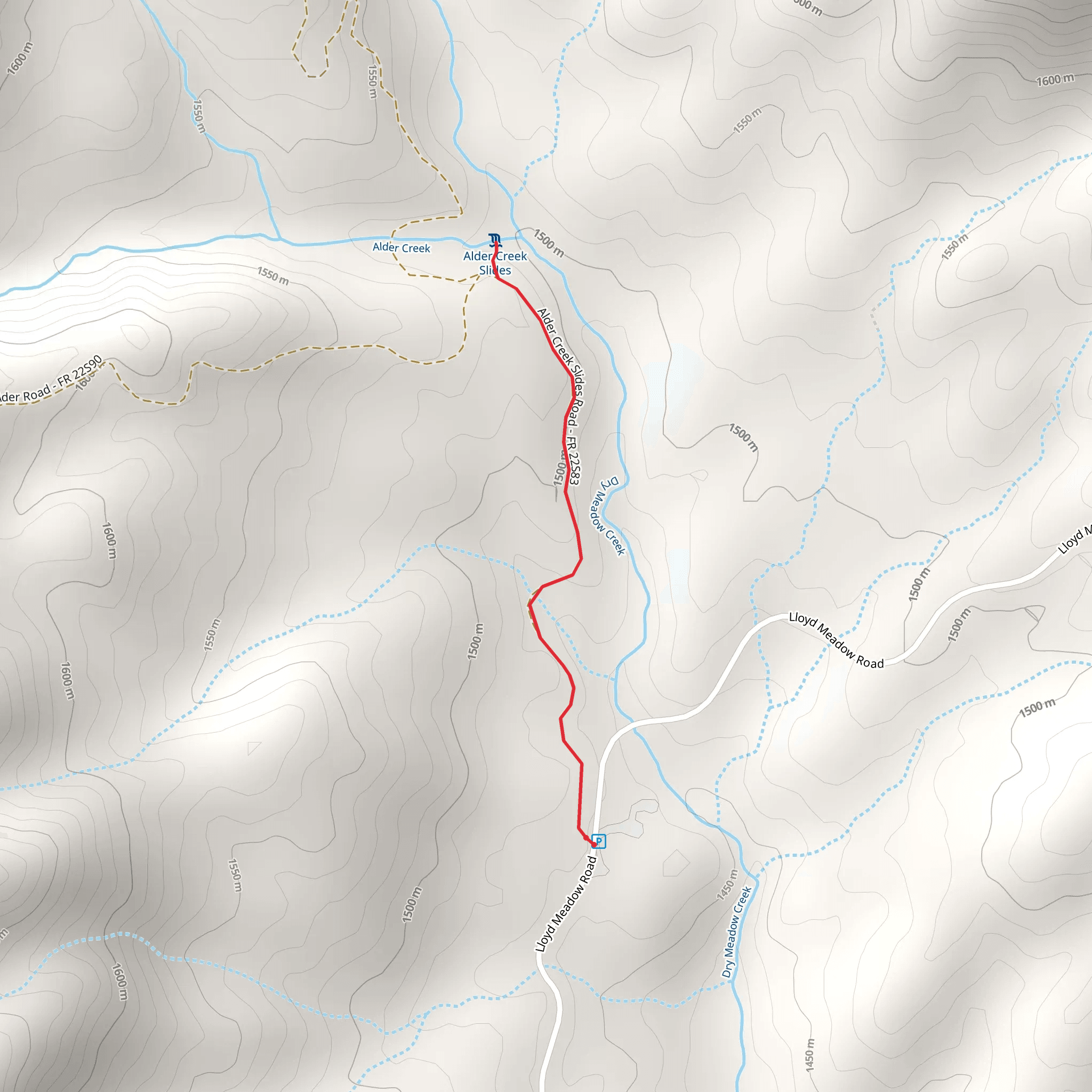 Dry Meadow Creek Walk along mobile static map