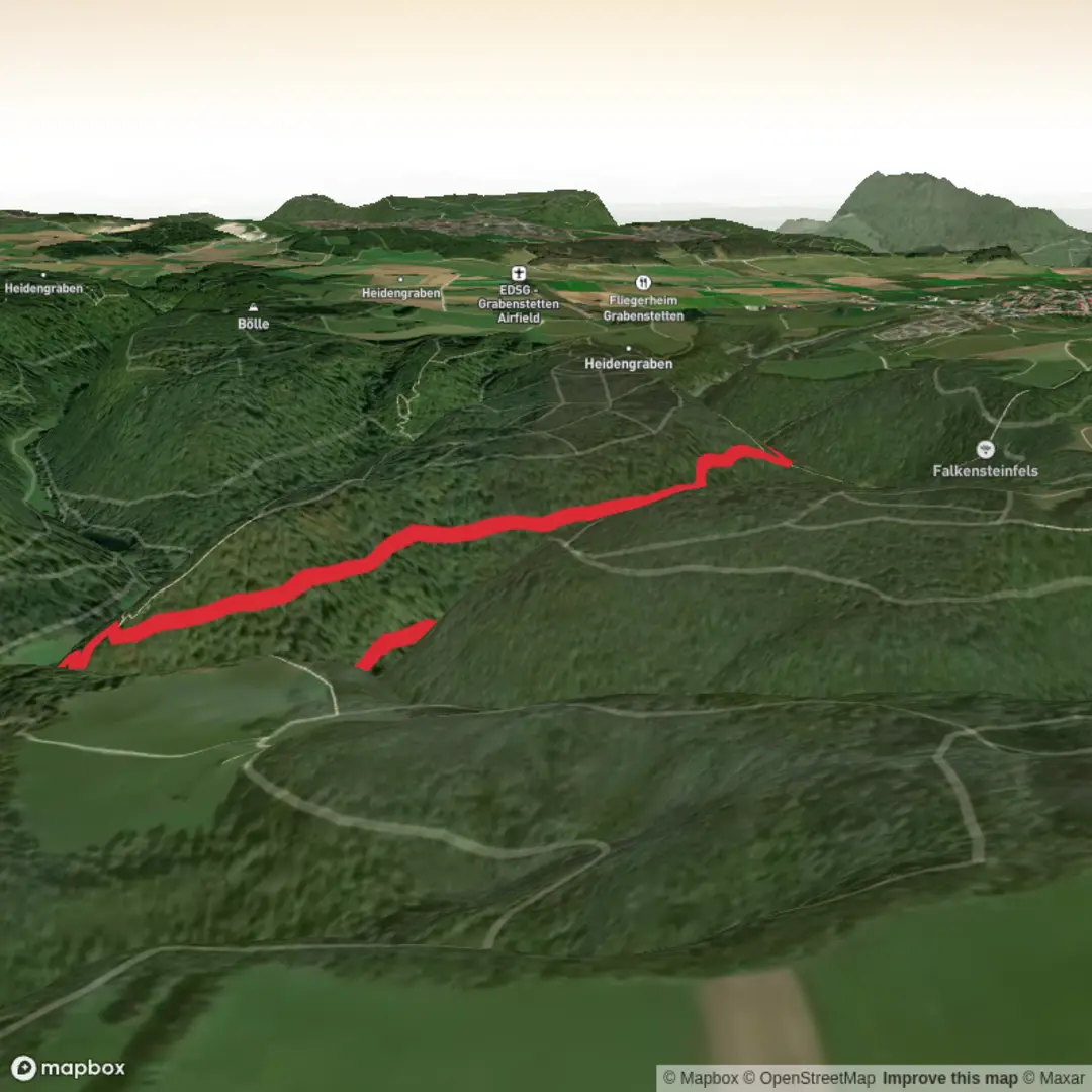 An image depicting the trail Biosphärenzentrum Schwäbische salamanderwegAlb - Apr. 12 and its surrounding area.