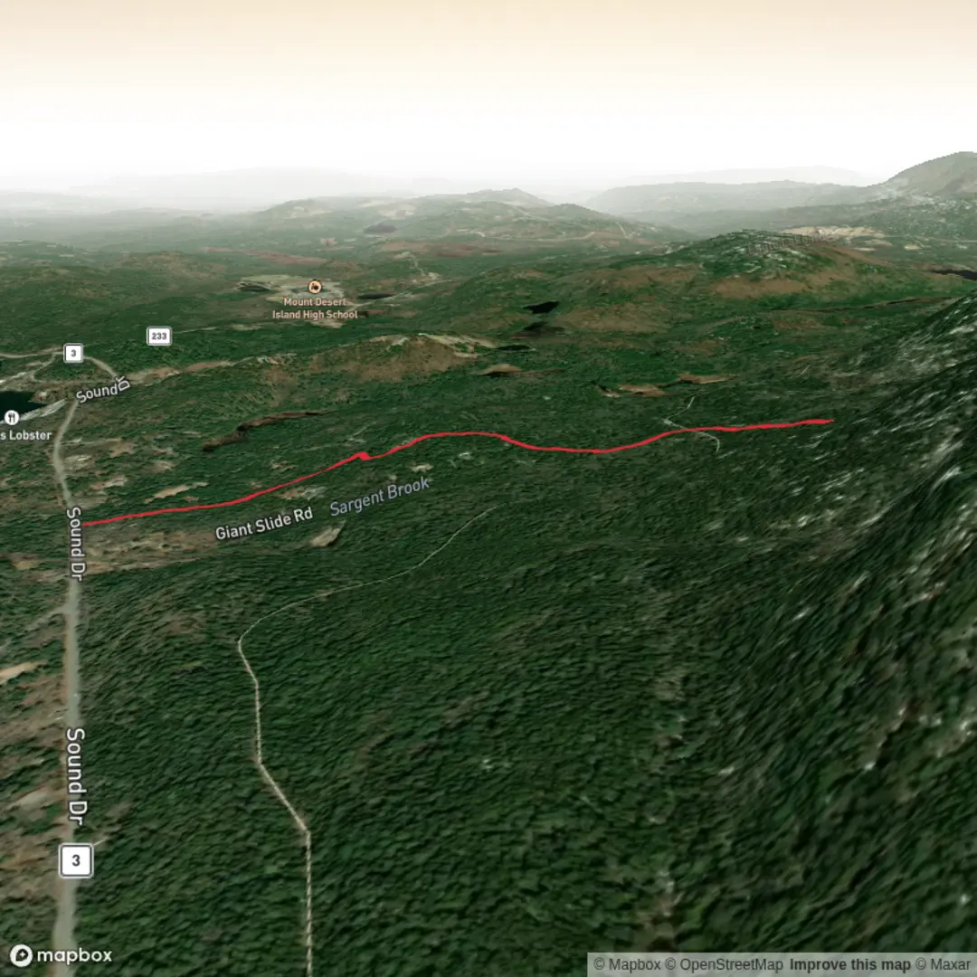 An image depicting the trail Giant Slide via Giant Slide Trail and its surrounding area.
