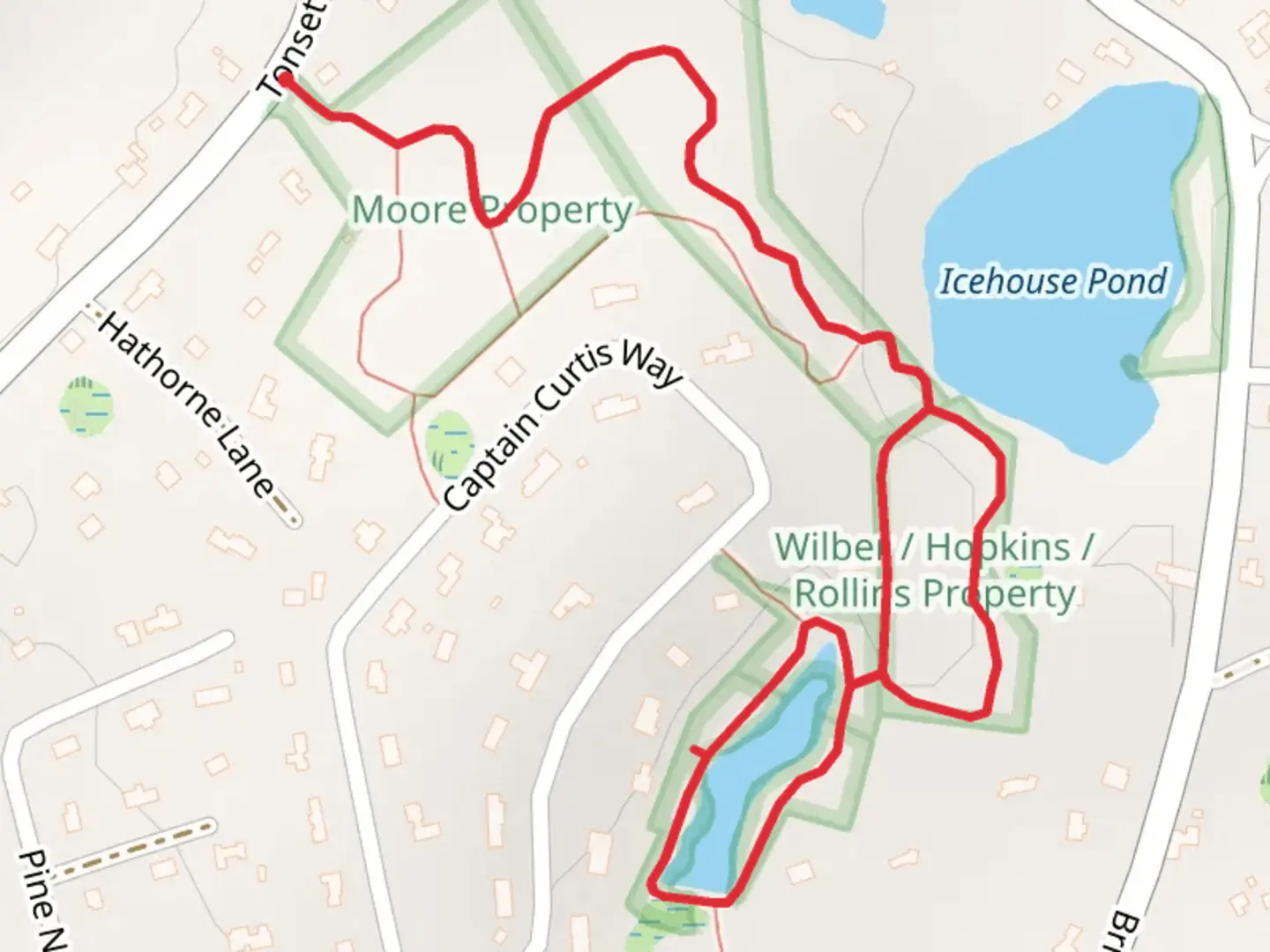 An image depicting the trail Icehouse Pond and its surrounding area.
