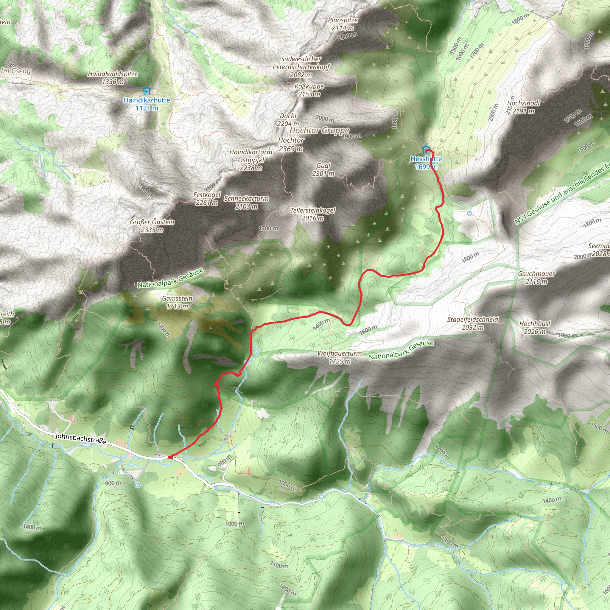 Johnsbach to the Heßhütte Hike mobile static map