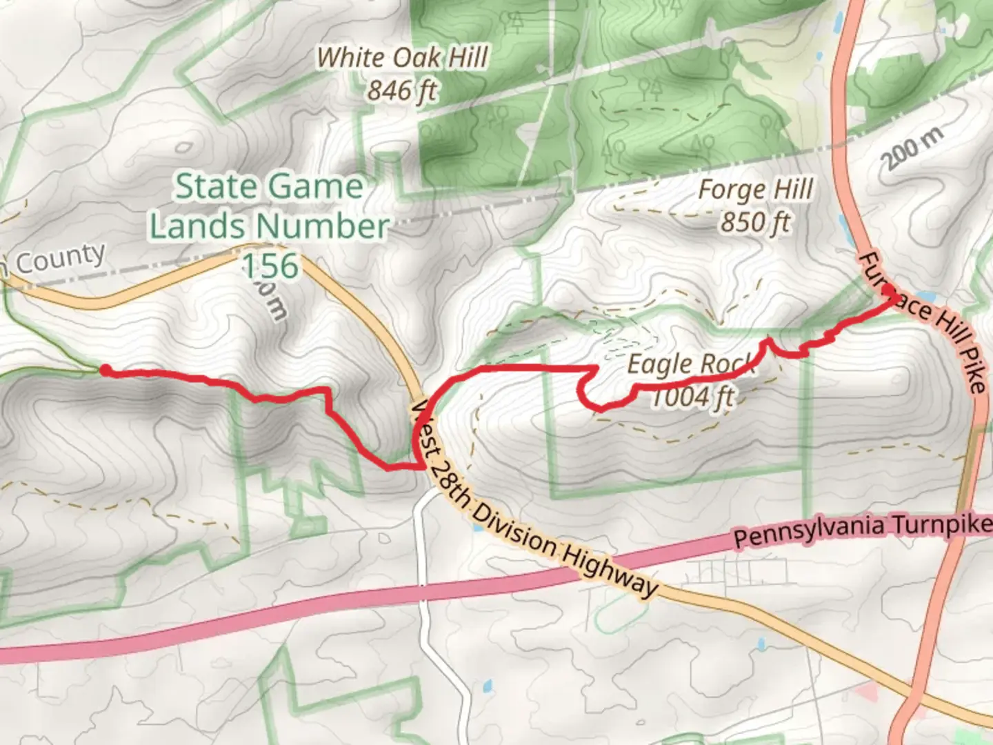An image depicting the trail Eagle Rock via Horse-Shoe Trail and its surrounding area.