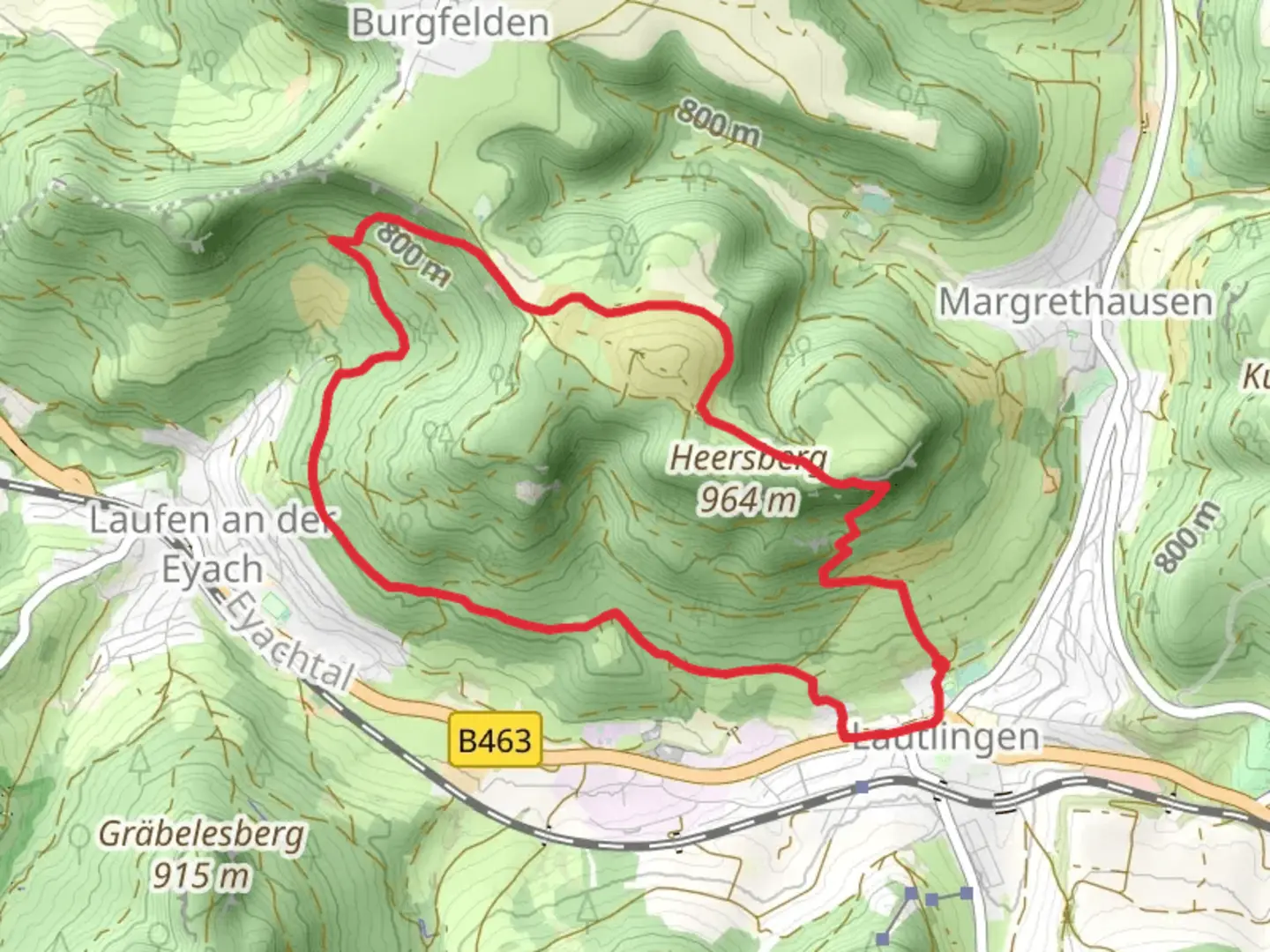An image depicting the trail Lautlingen Loop via Heersberg and its surrounding area.