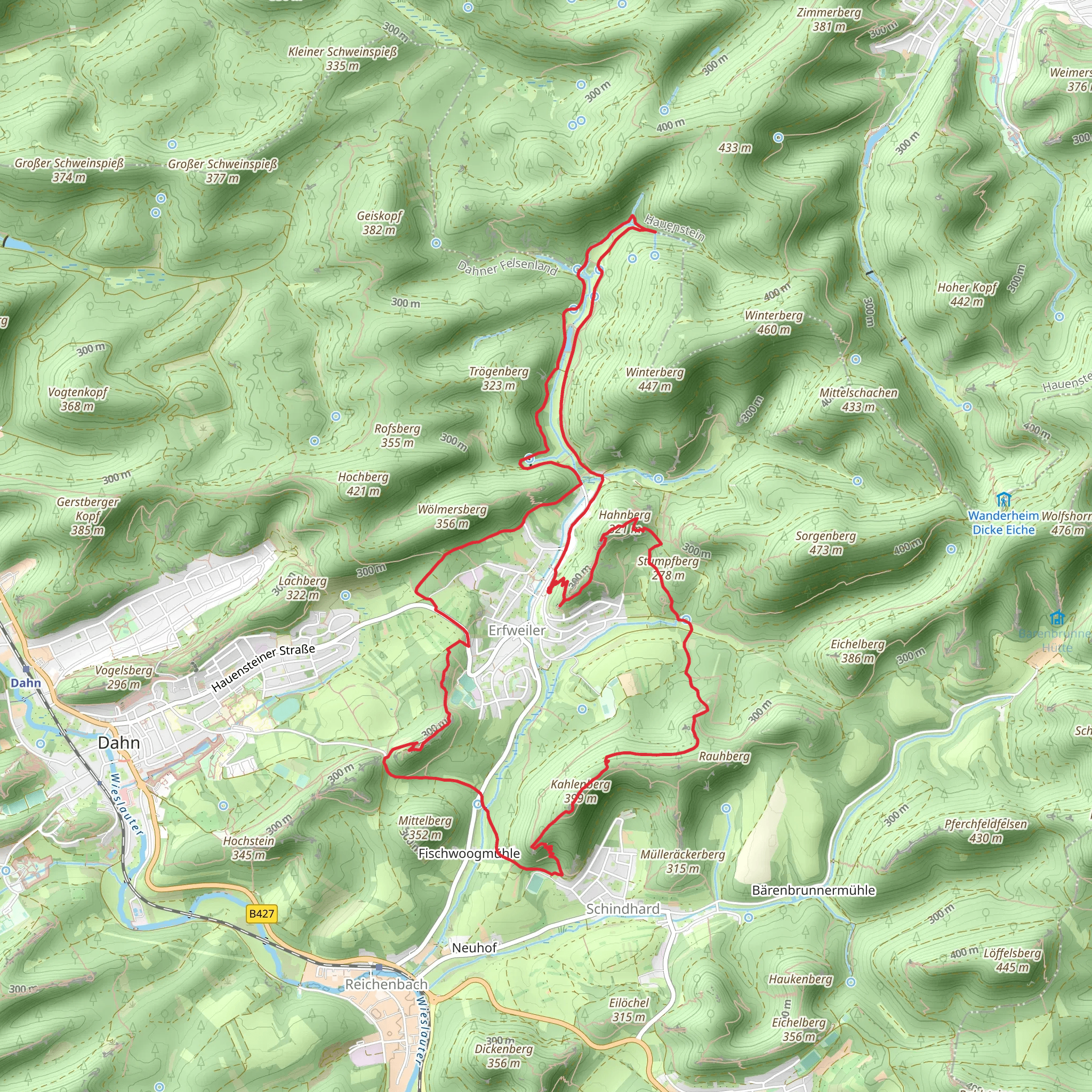 Dorfblick, Hahnberg, Kahlenberg and Langenbach via Rundwanderweg Erfweiler mobile static map