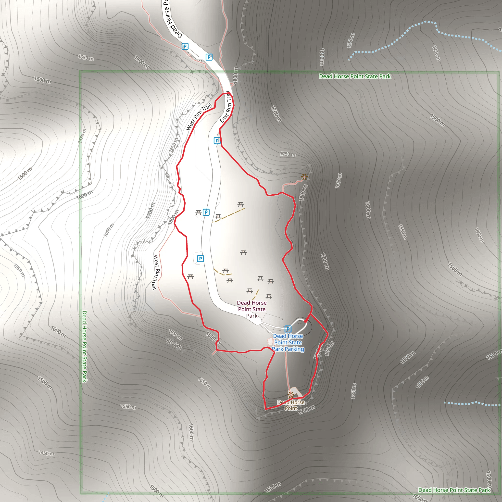 West Rim Loop Trail mobile static map