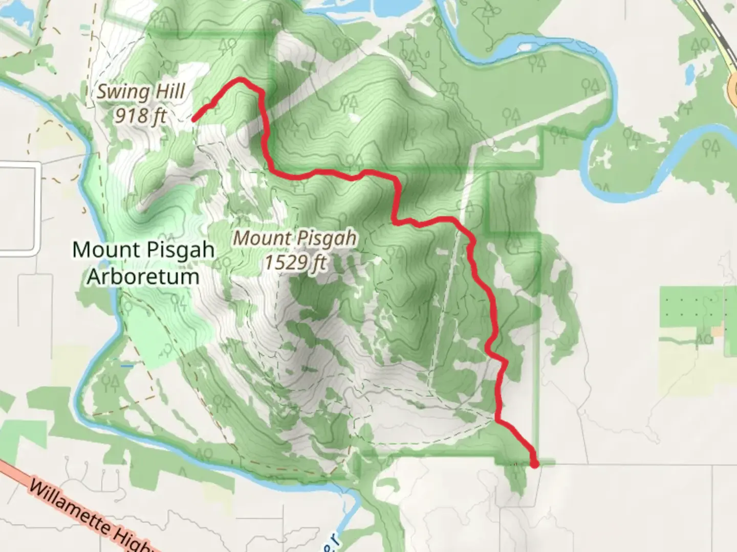An image depicting the trail Trail 4 Out and Back and its surrounding area.
