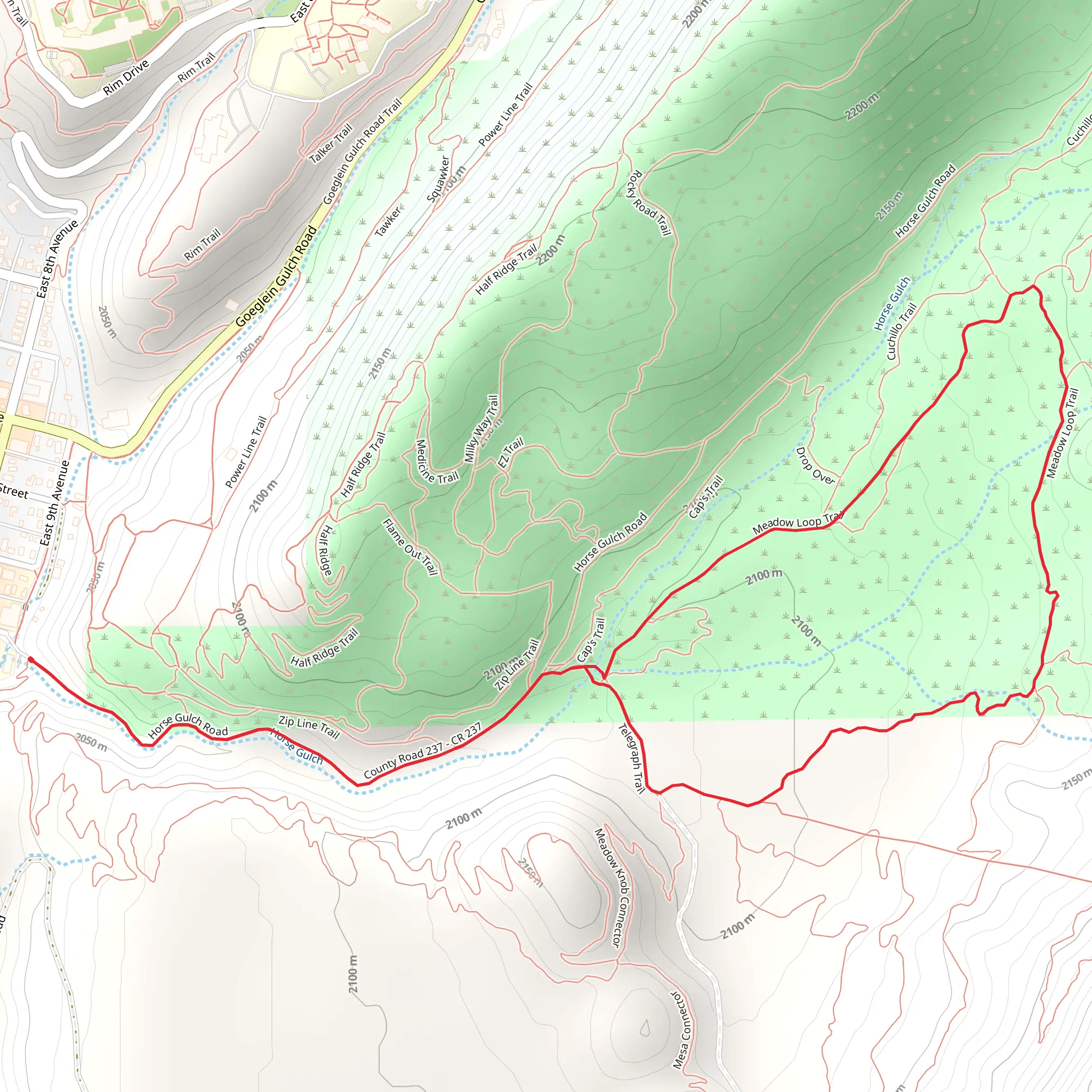 Telegraph and Meadow Loop Trail mobile static map
