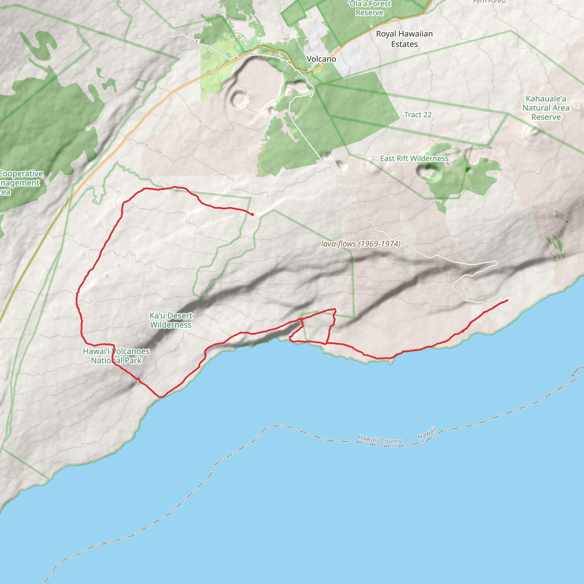 Mauna Iki Trail to Pu'u Loa Petroglyphs mobile static map