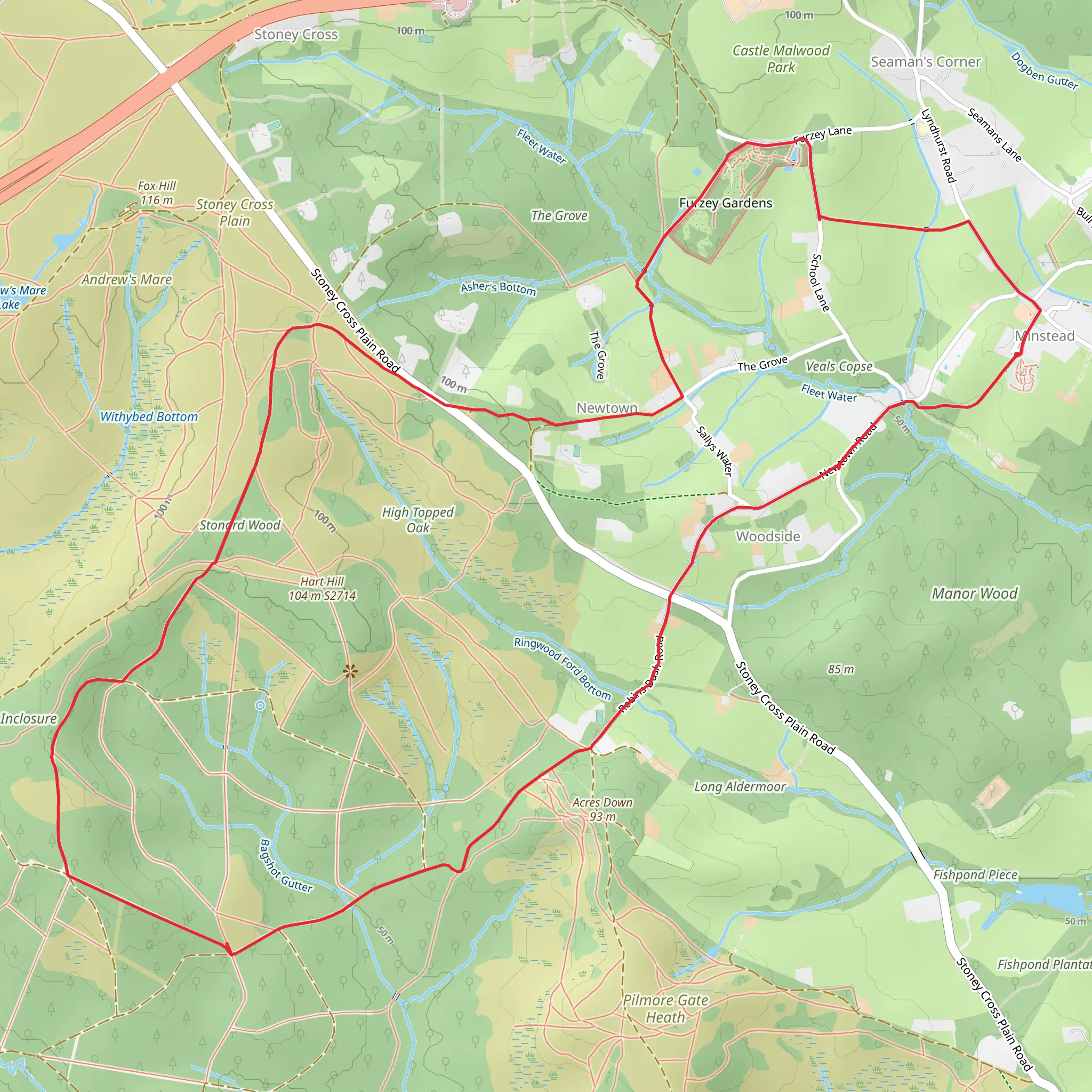 Minstead circular via Acres Down mobile static map