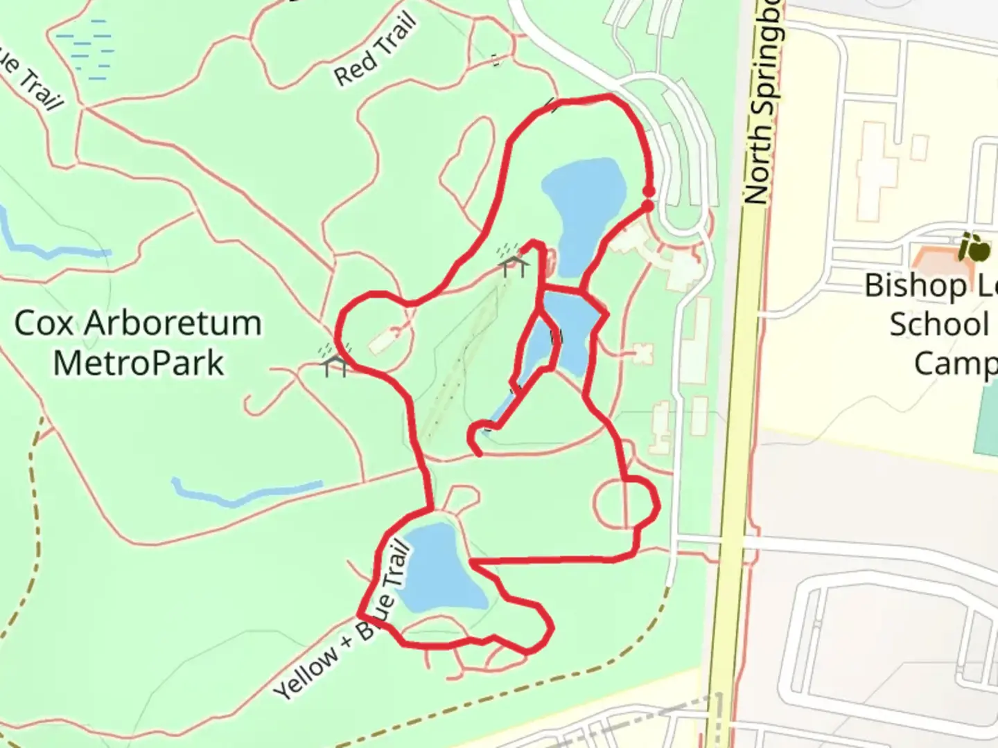 An image depicting the trail Arboretum Metro Park Loop and its surrounding area.