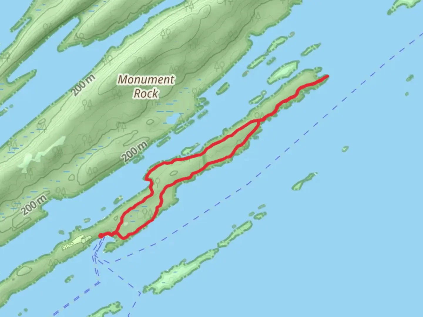 An image depicting the trail Stoll Loop Trail from Snug Harbor and its surrounding area.