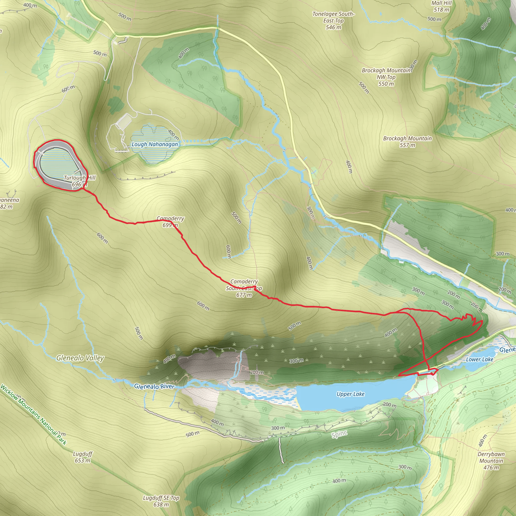 Turlough Hill via Camaderry mobile static map