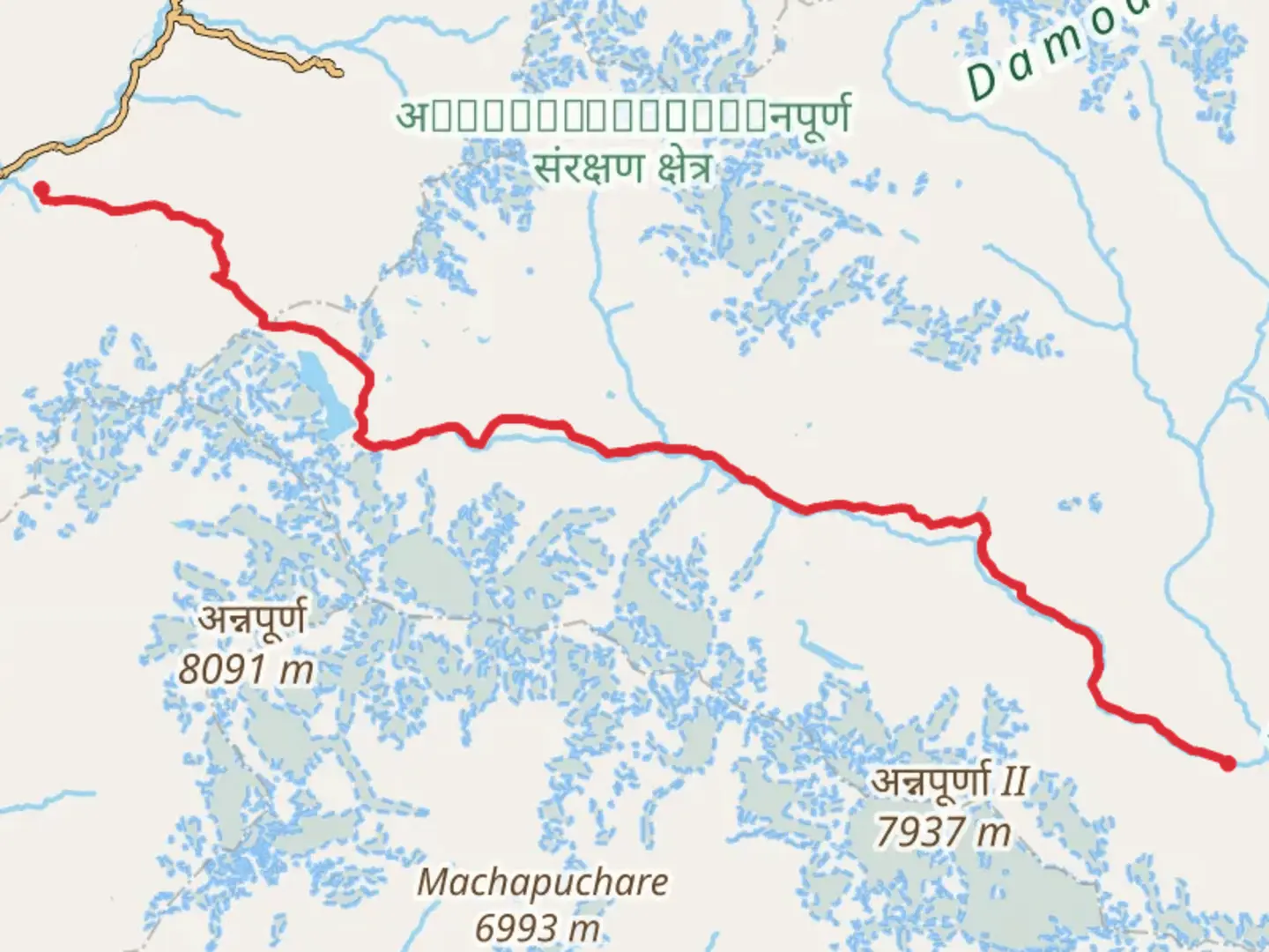 An image depicting the trail Tilicho Trek and its surrounding area.