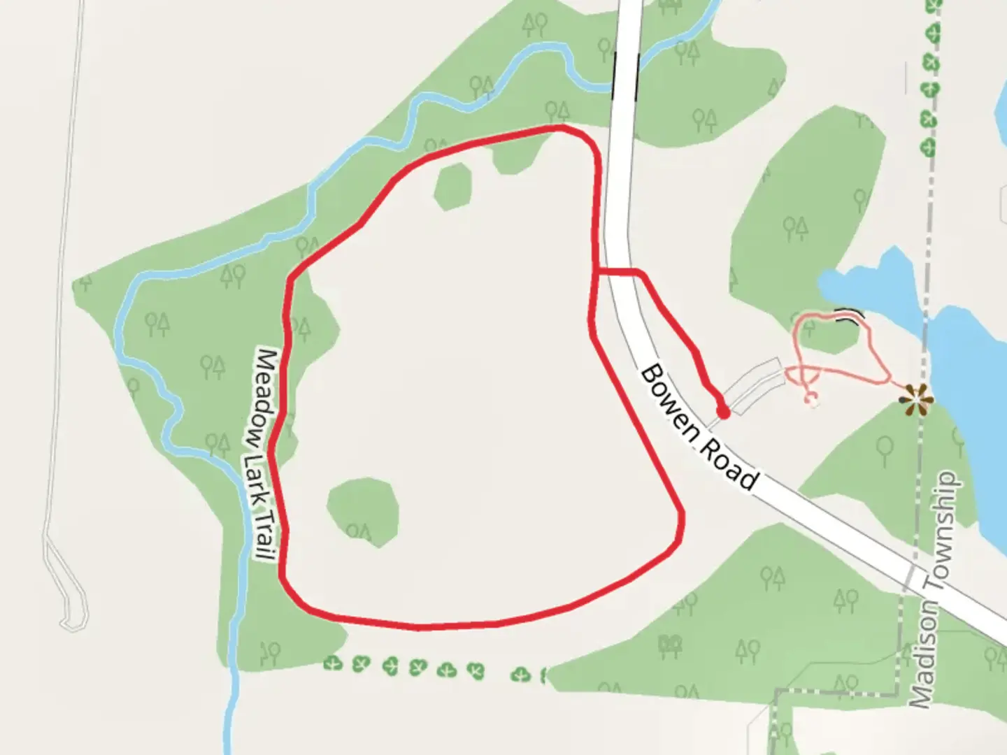 An image depicting the trail Meadow Lark Loop Trail and its surrounding area.