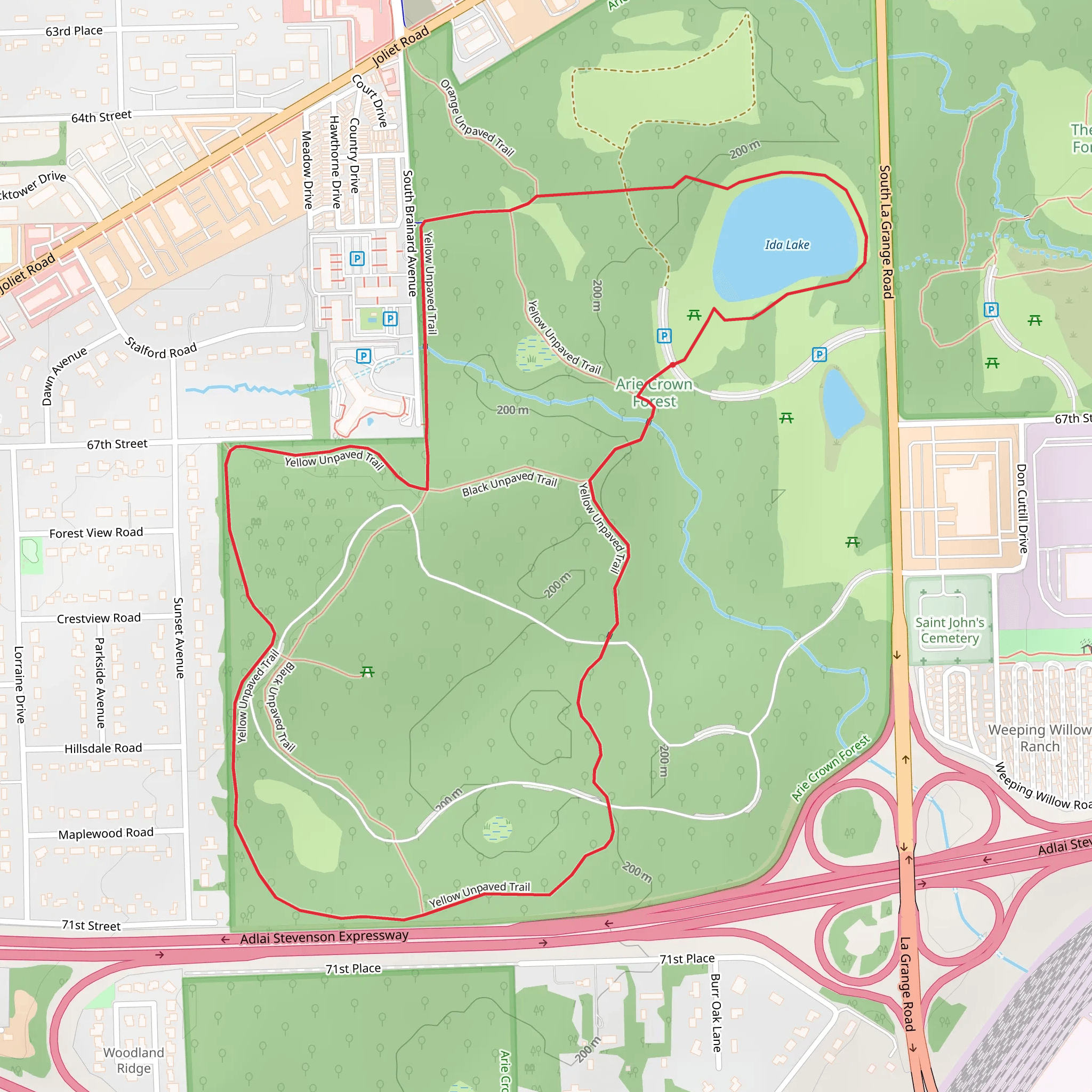 Ida Lake and Arie Crown Yellow Unpaved Loop Trail mobile static map