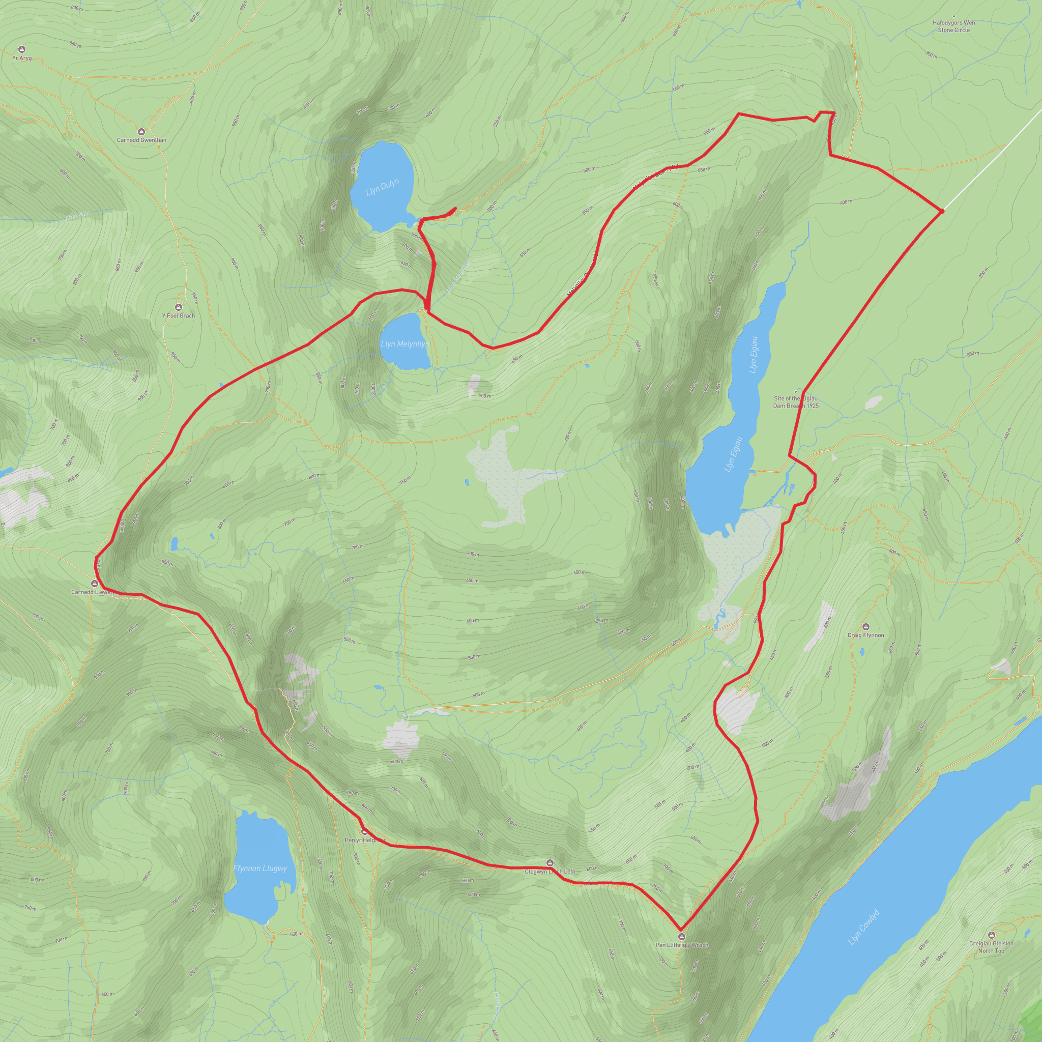The Eigiau Horseshoe mobile static map