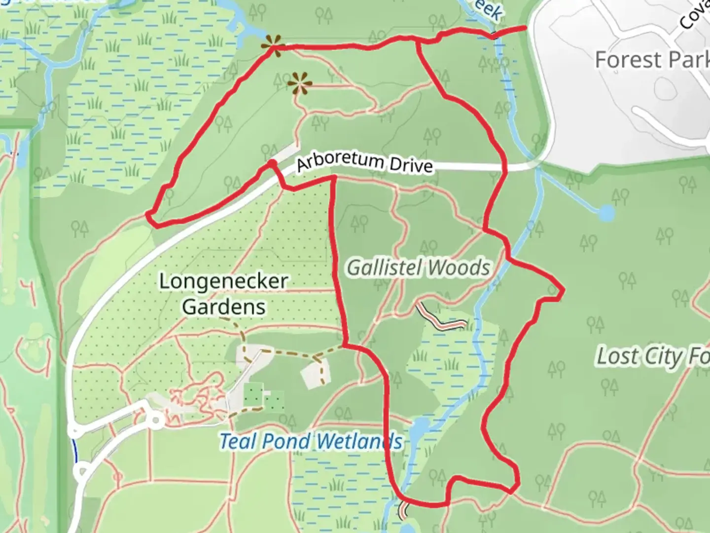 An image depicting the trail Wingra and Gallistel Woods Loop and its surrounding area.