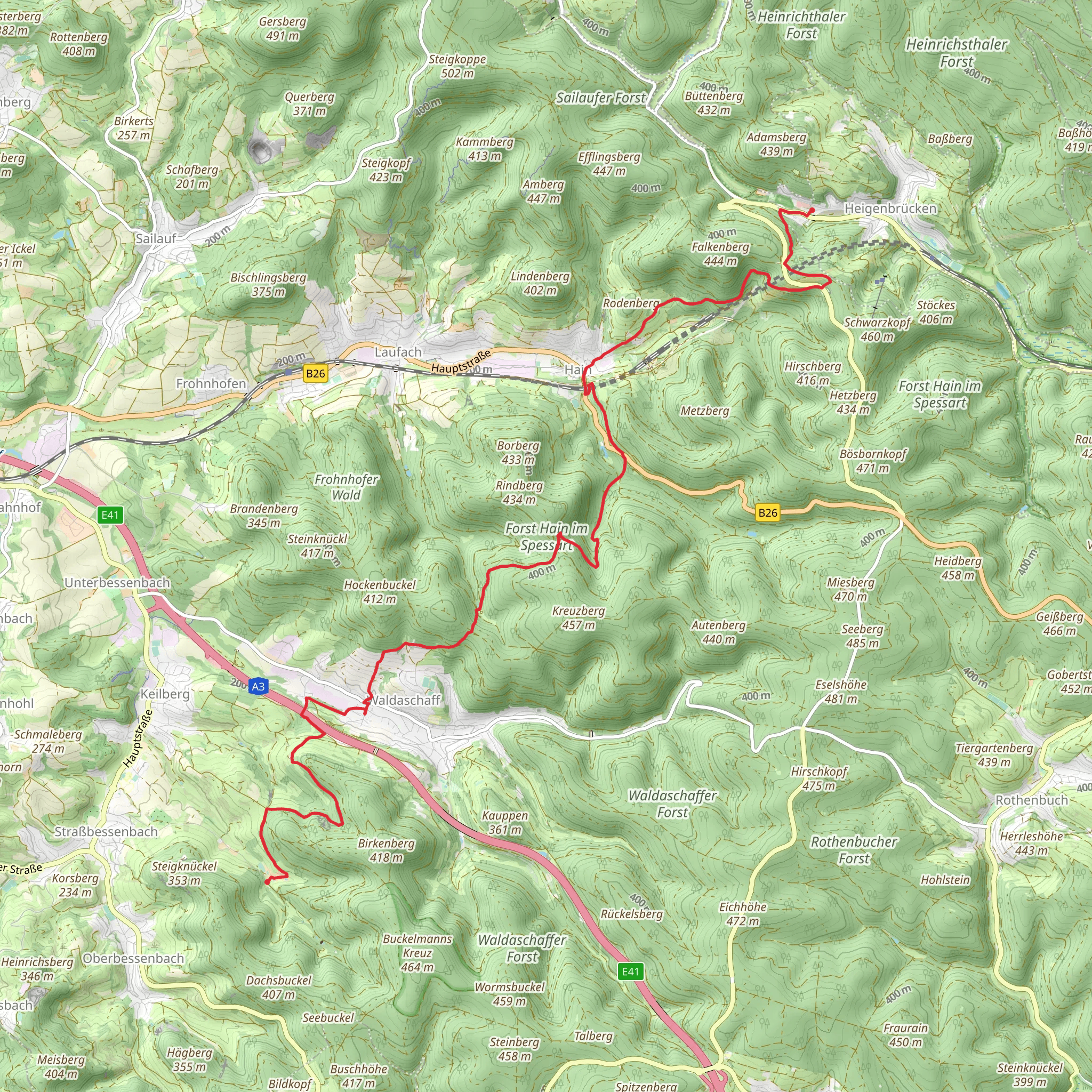 Heigenbrucken to Waldmichelbacher Hof Walk mobile static map