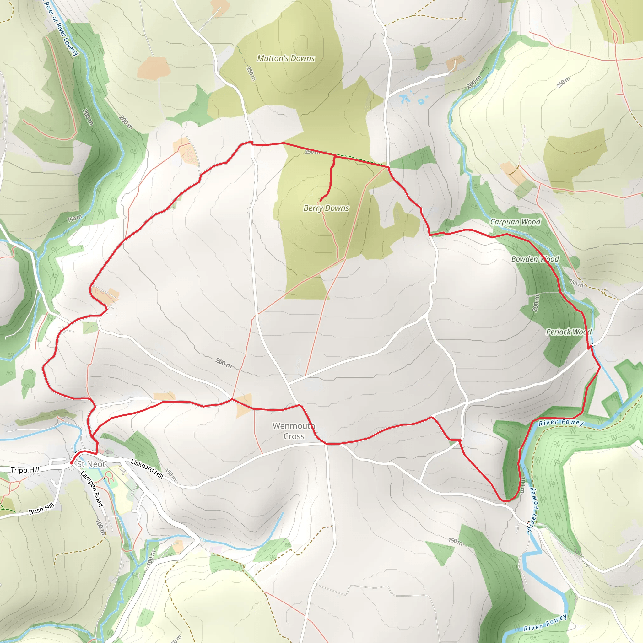 Berry Down from St Neot mobile static map