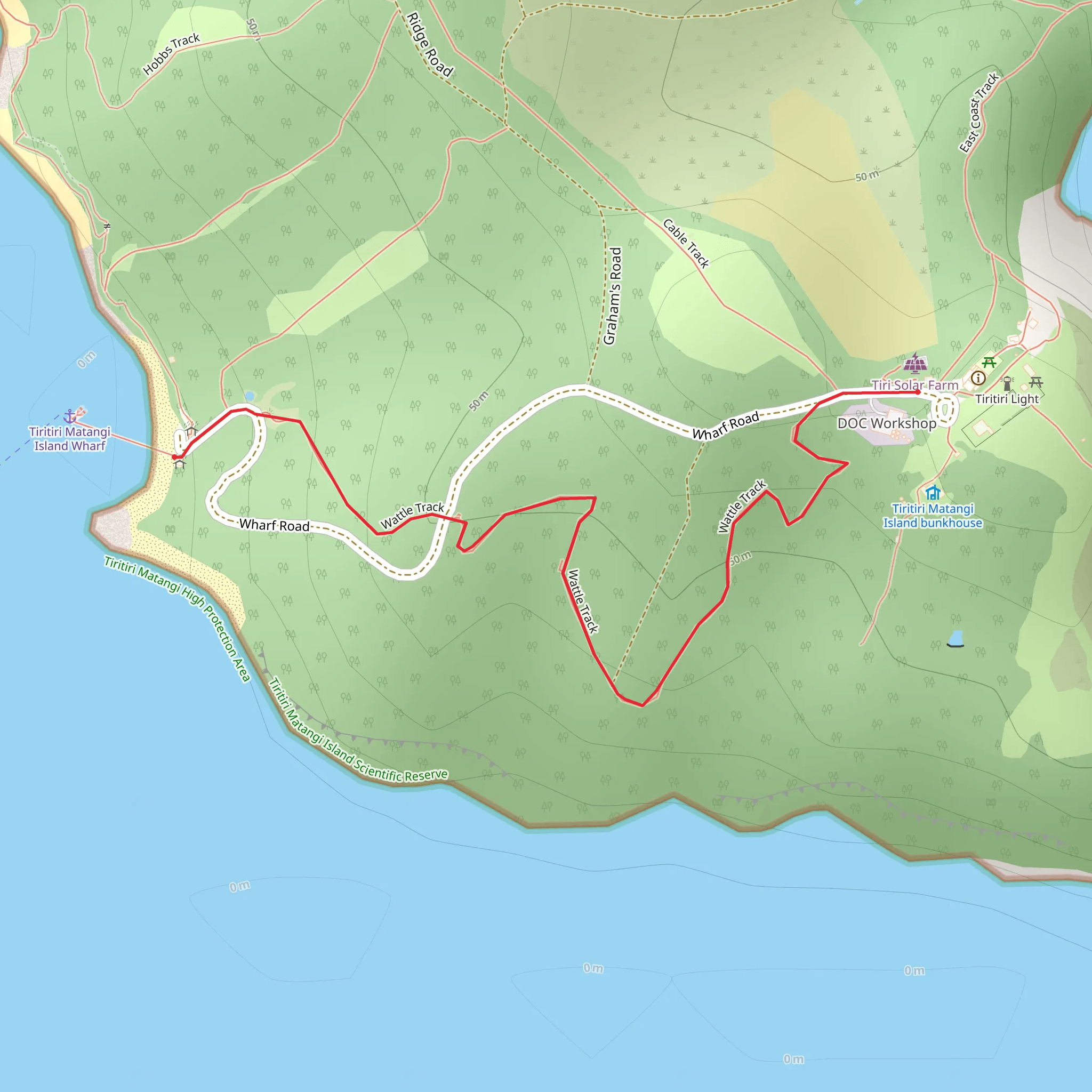 Tiritiri Matangi - Wattle Track mobile static map