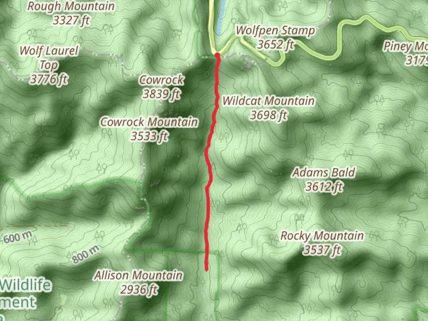 An image depicting the trail Town Creek and Logan Turnpike and its surrounding area.