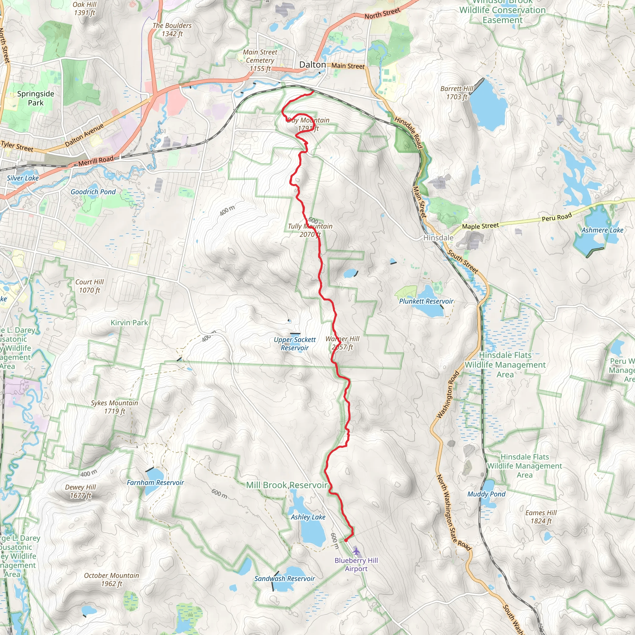 Warner Hill, Tully Mountain and Day Mountain via Appalachian Trail mobile static map