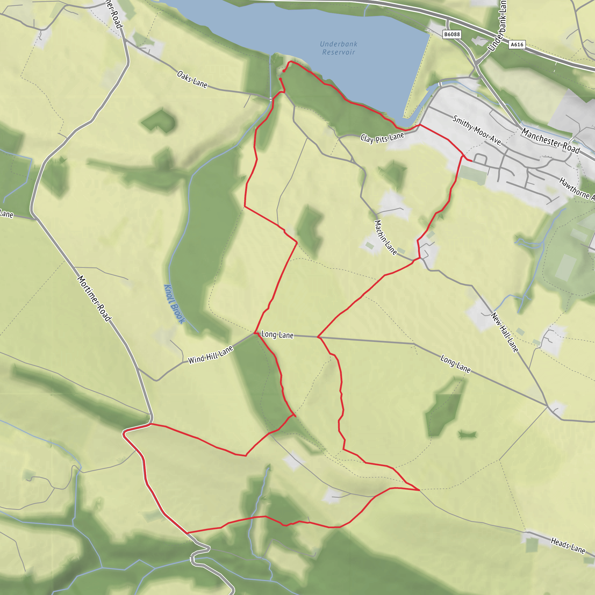 Underbank Reservoir and Whitewell Moor Loop mobile static map
