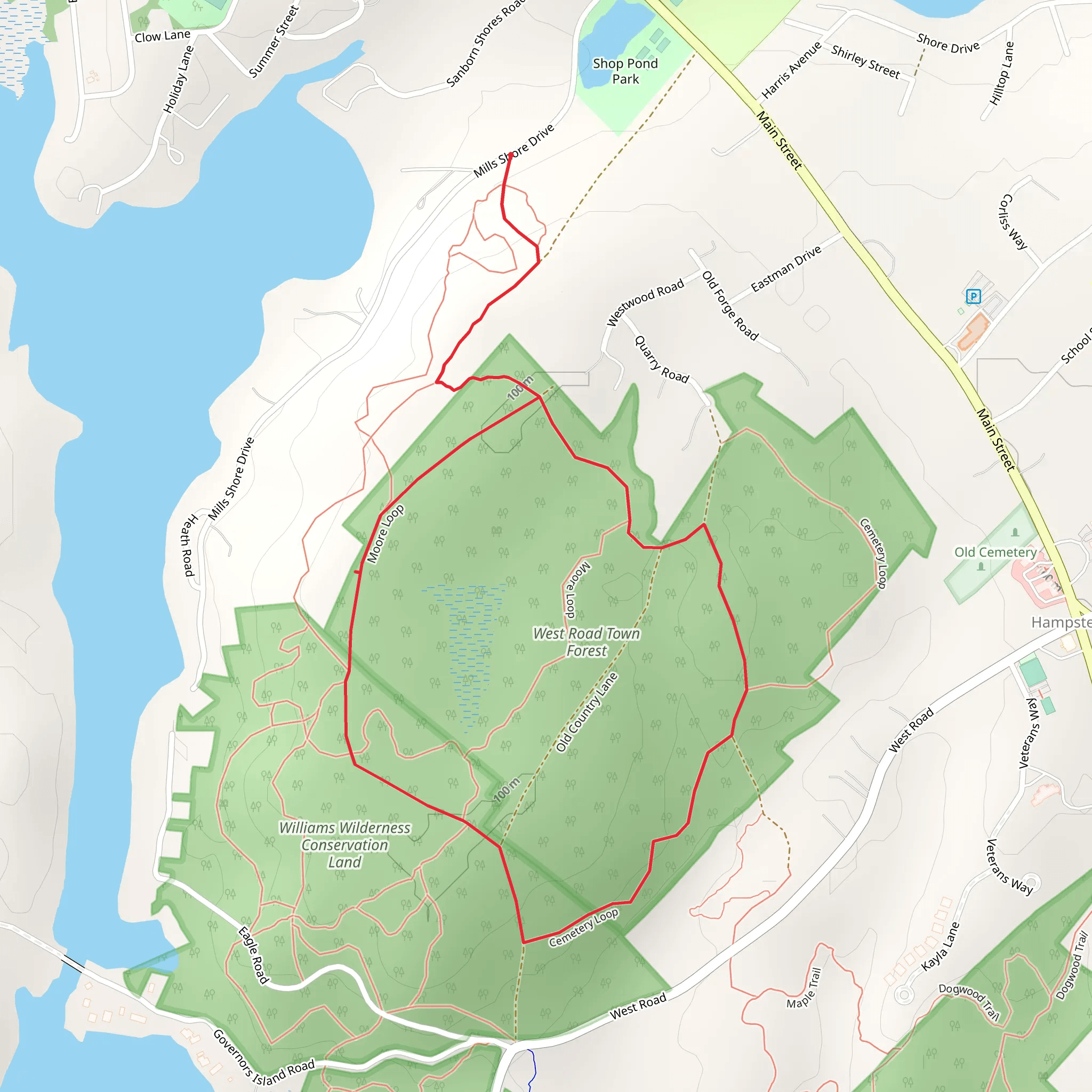Greenbelt A Loop Trail - Shop Pond mobile static map