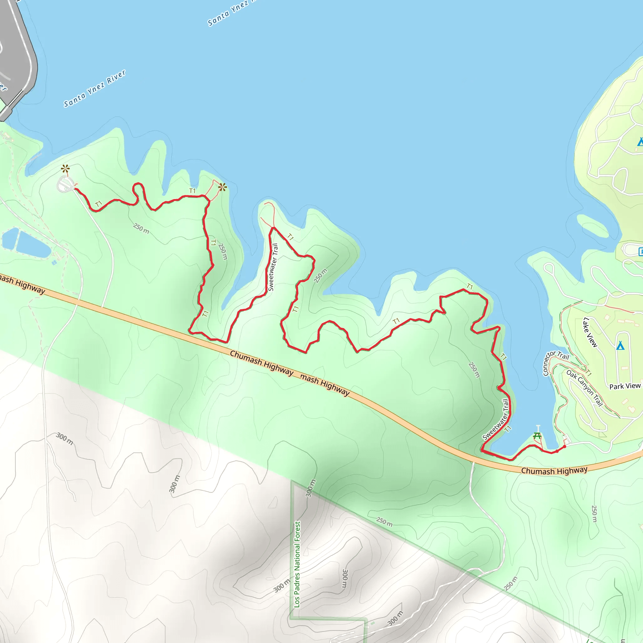 Sweetwater Trail from Chumash Highway mobile static map