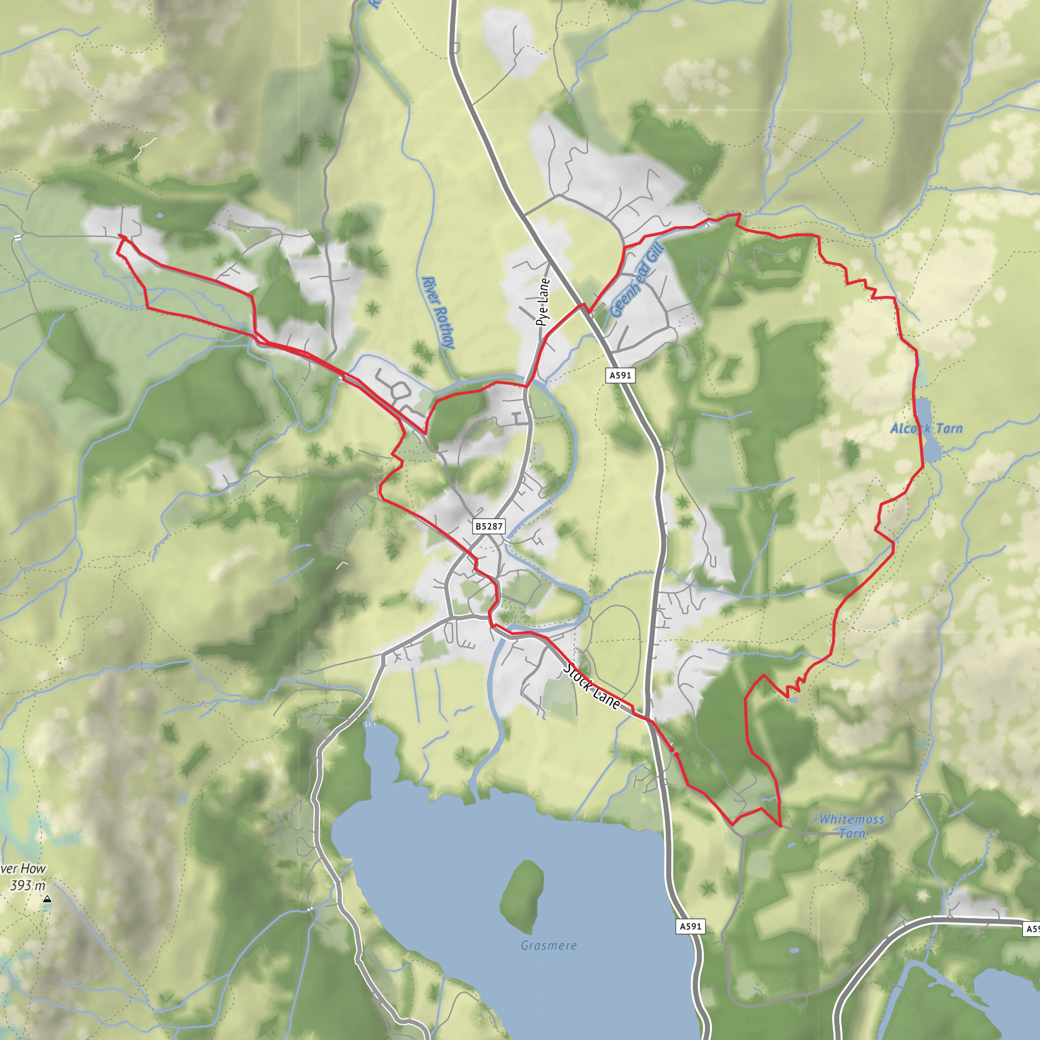 Wordsworth Way - Grasmere Loop via Alcock Tarn mobile static map
