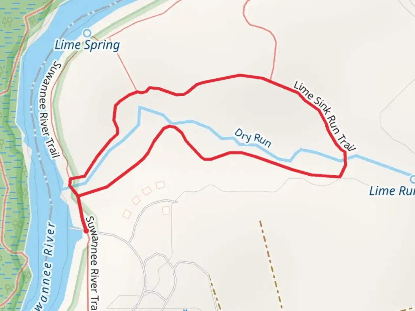 An image depicting the trail Lime Sink Run Loop Trail and its surrounding area.
