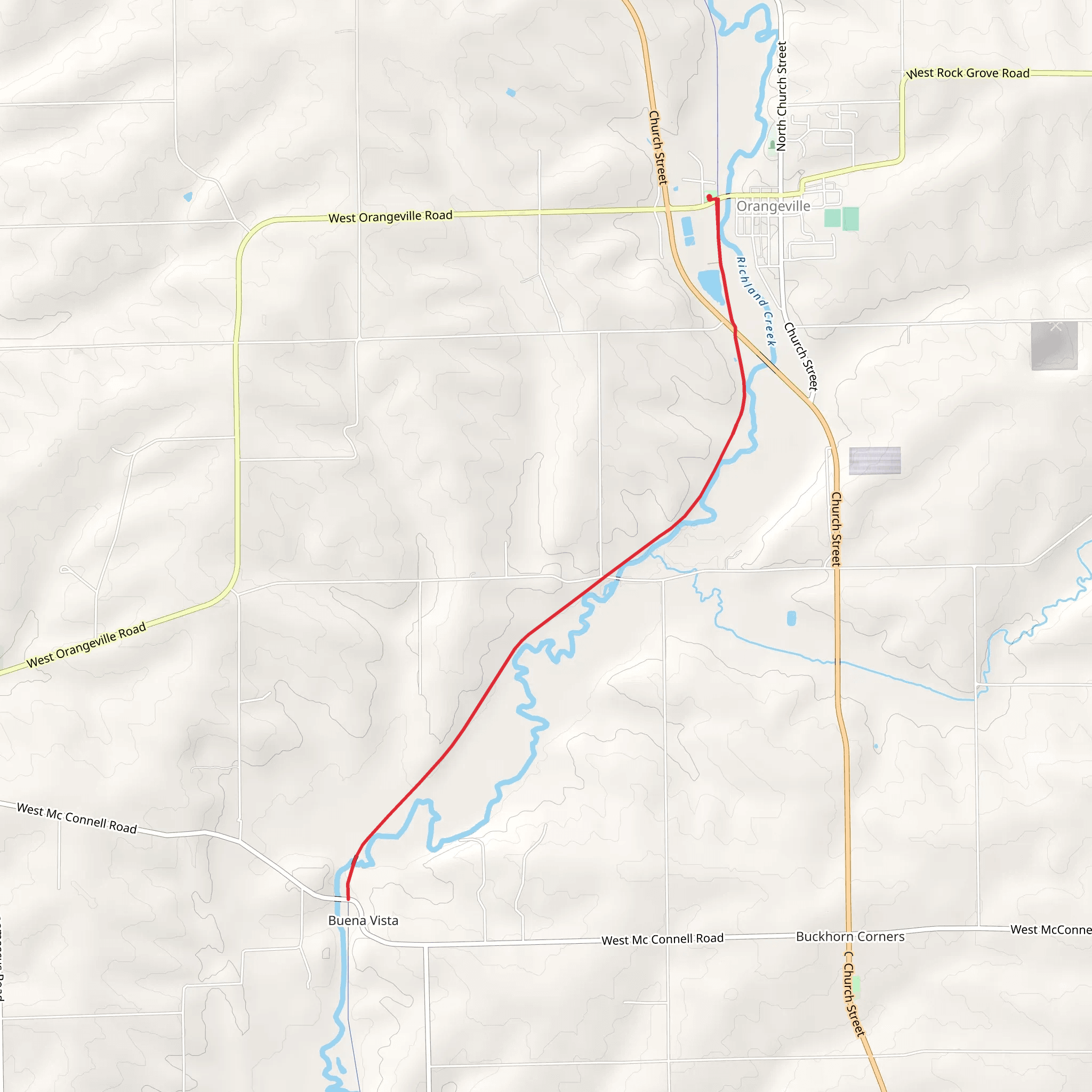 Richland Creek via Jane Adams Trail mobile static map
