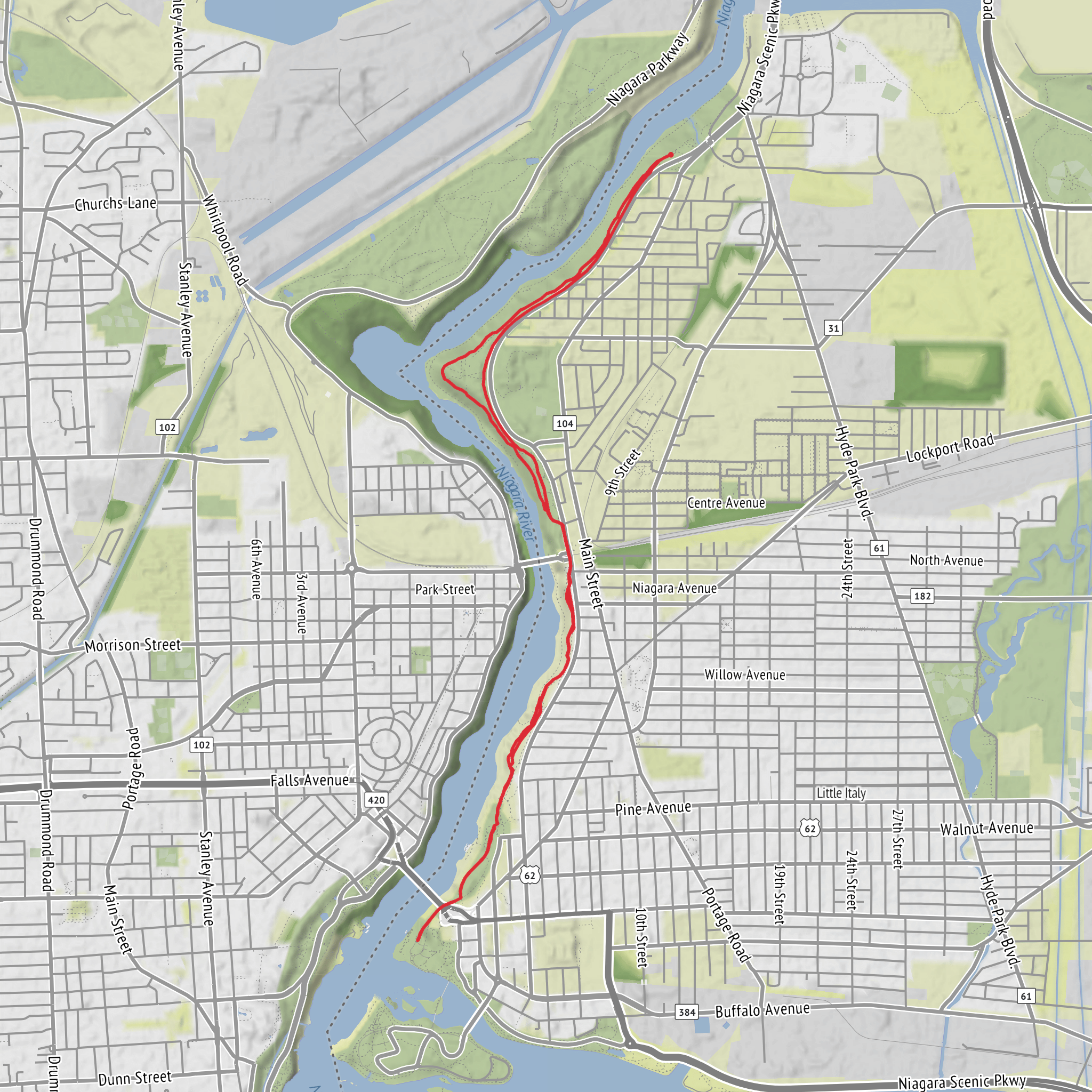 Niagara Falls State Parks Trail mobile static map