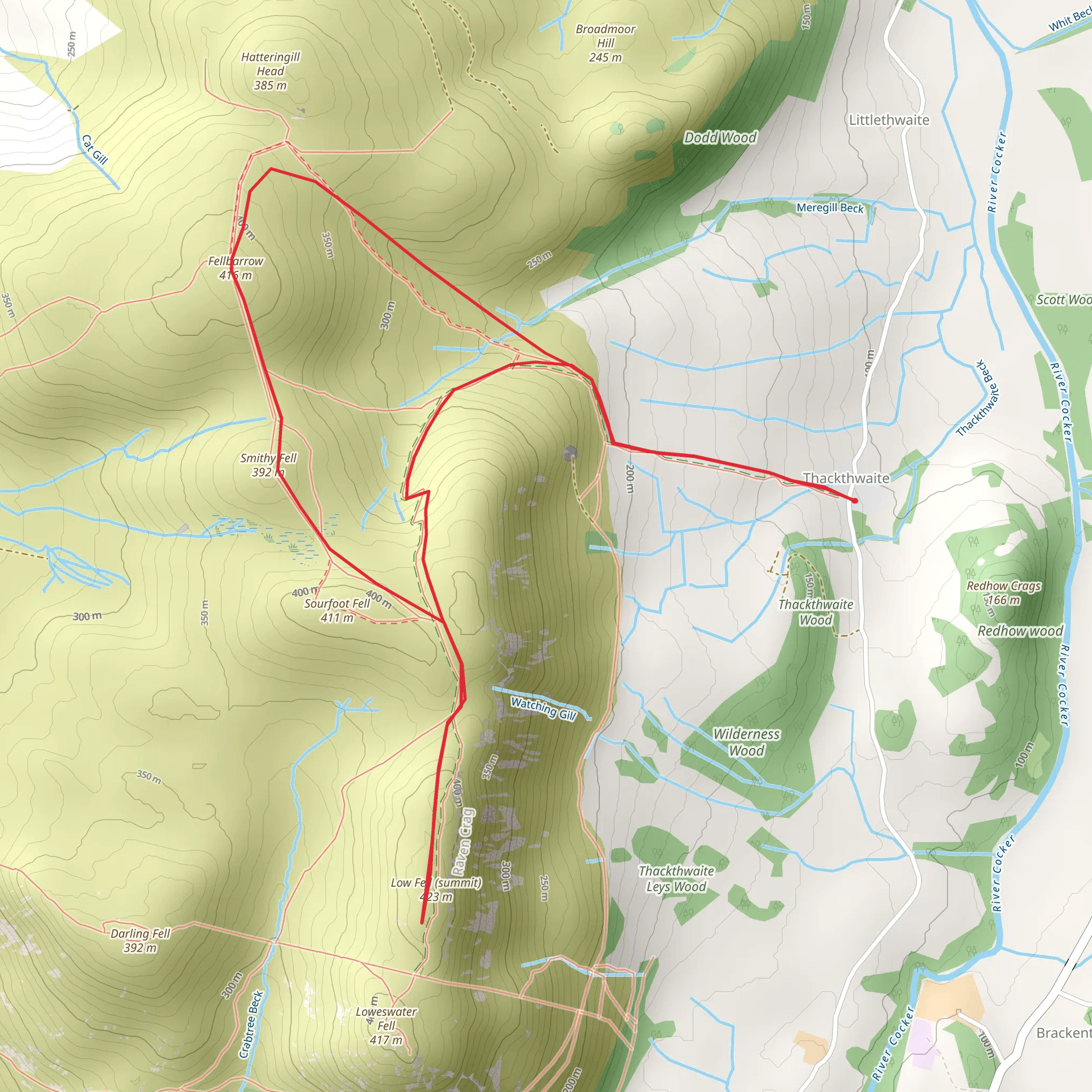 Low Fell and Fellbarrow Loop mobile static map