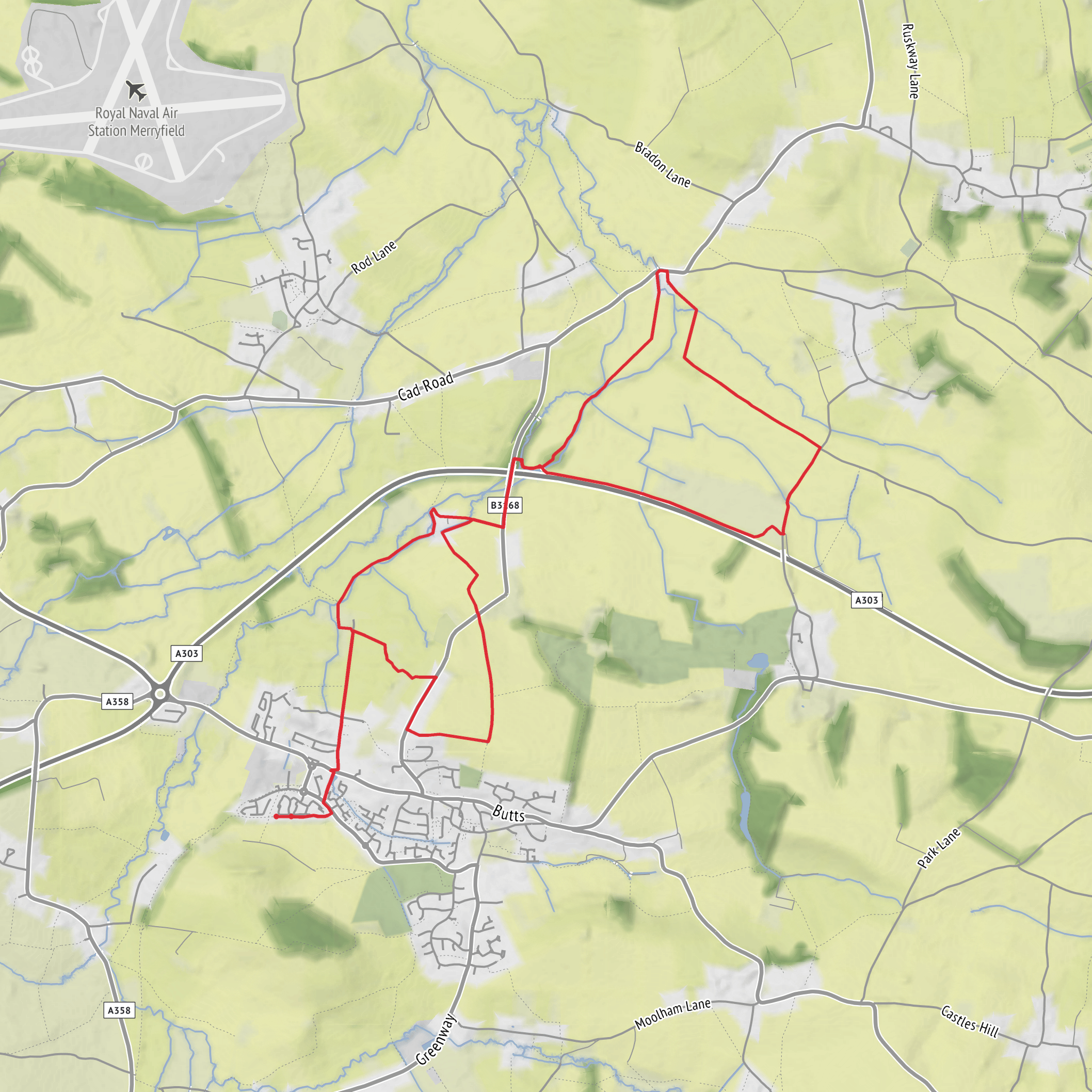Hike from Somerset via Ilford bridges and Cock's bridge mobile static map
