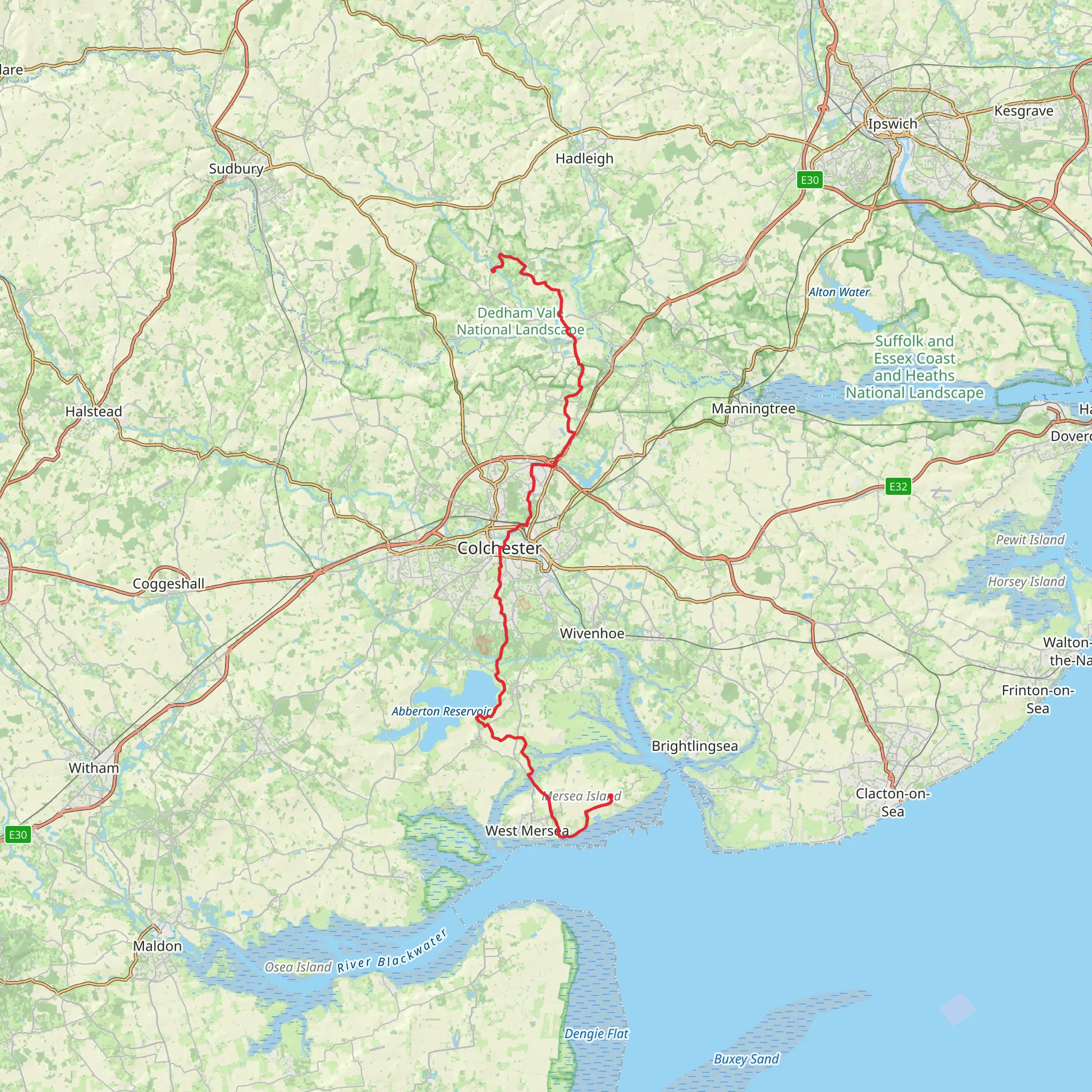Polstead to East Mersea Walk mobile static map