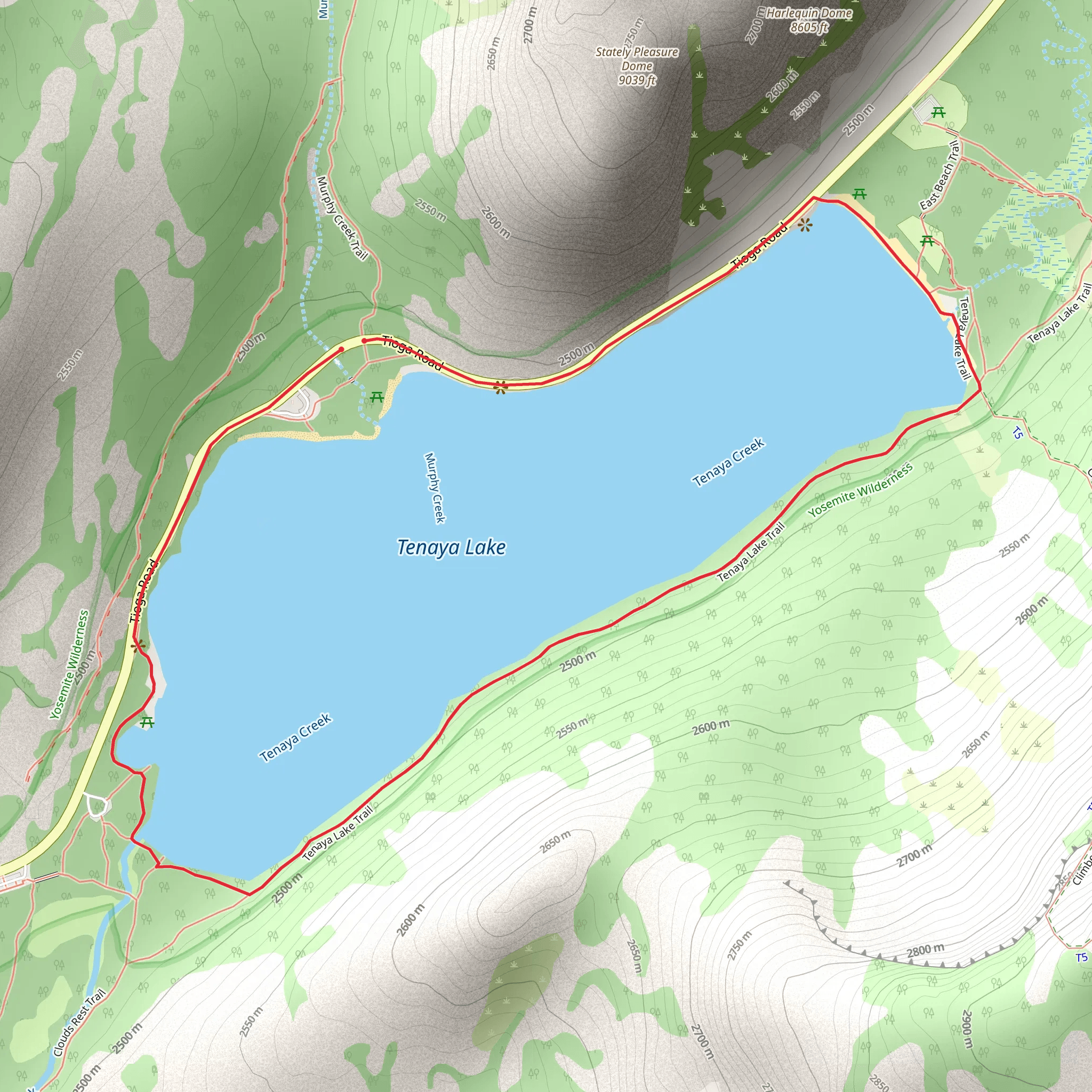 Tenaya Lake Loop mobile static map