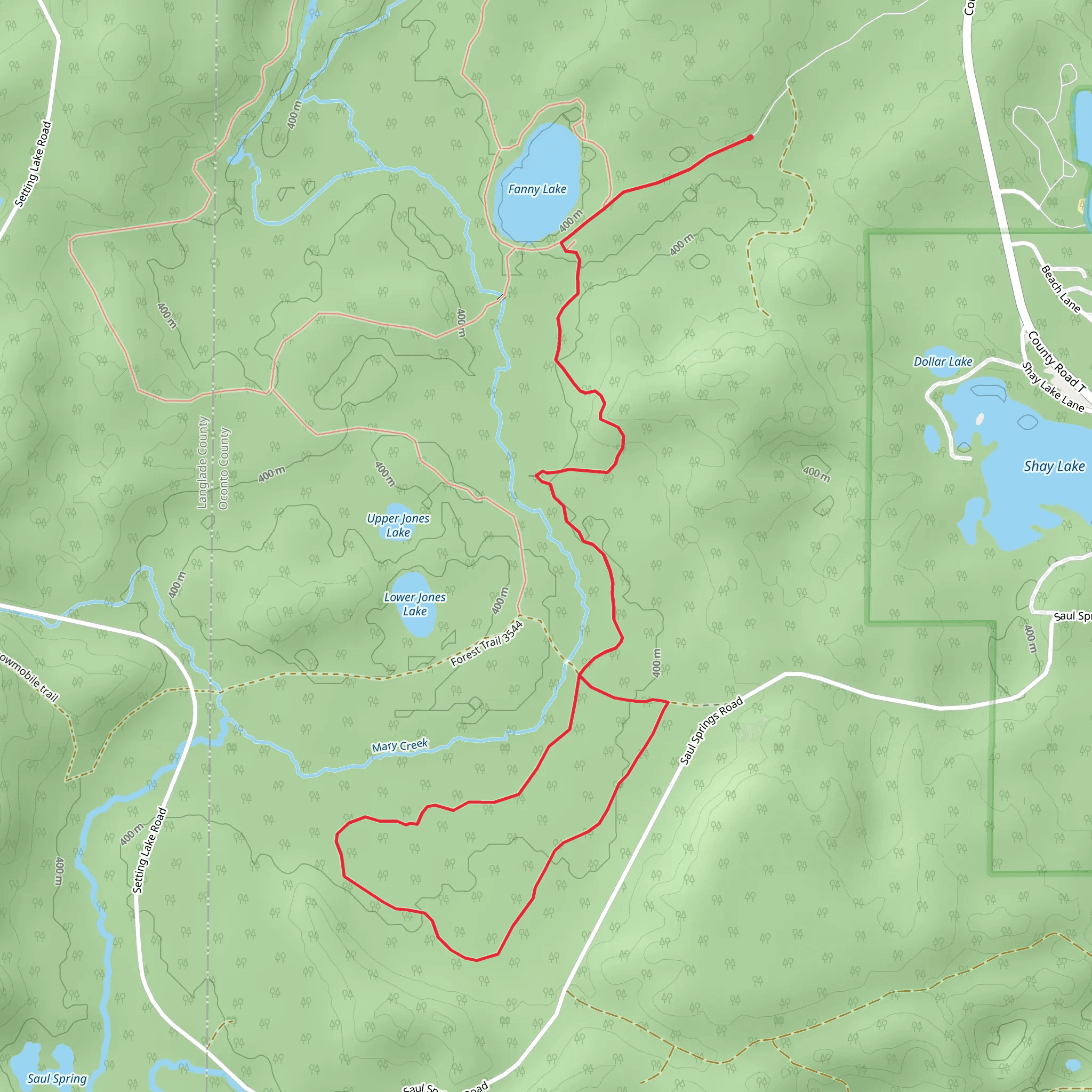Walk beside Mary Creek from Fanny Lake Lane mobile static map