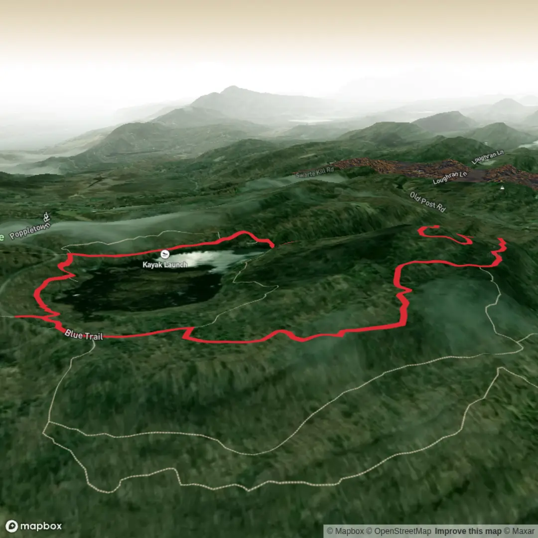 An image depicting the trail Orange Trail and Blue Trail via Louisa Pond and its surrounding area.