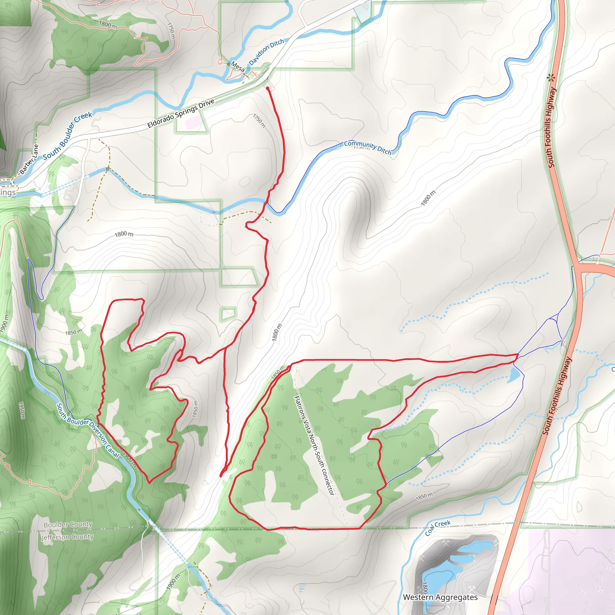 Spring Brook North, FlatIrons Vista North Loop via Doudy Draw Trail mobile static map