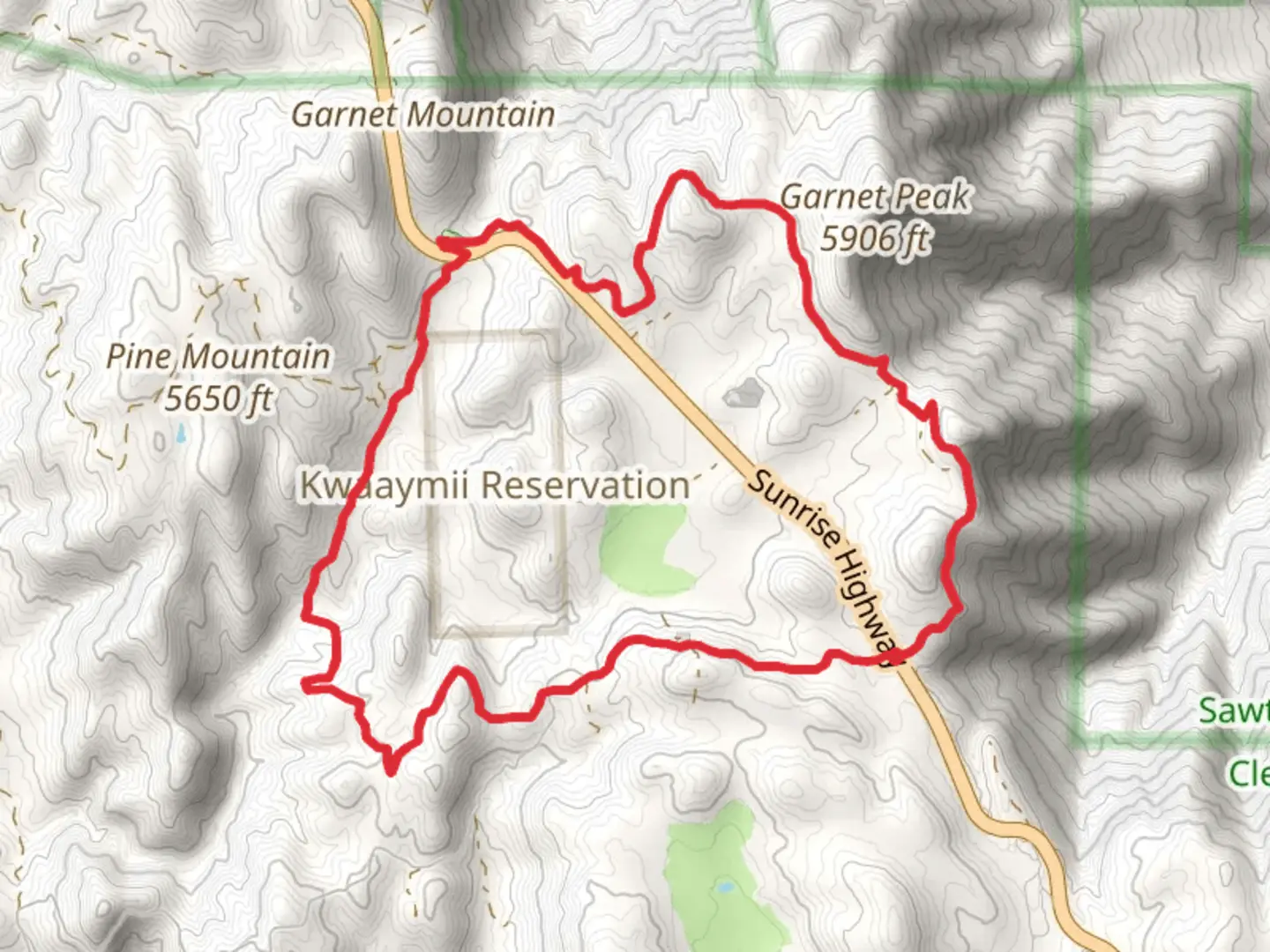 An image depicting the trail Noble Canyon - Indian Creek Loop Trail and its surrounding area.